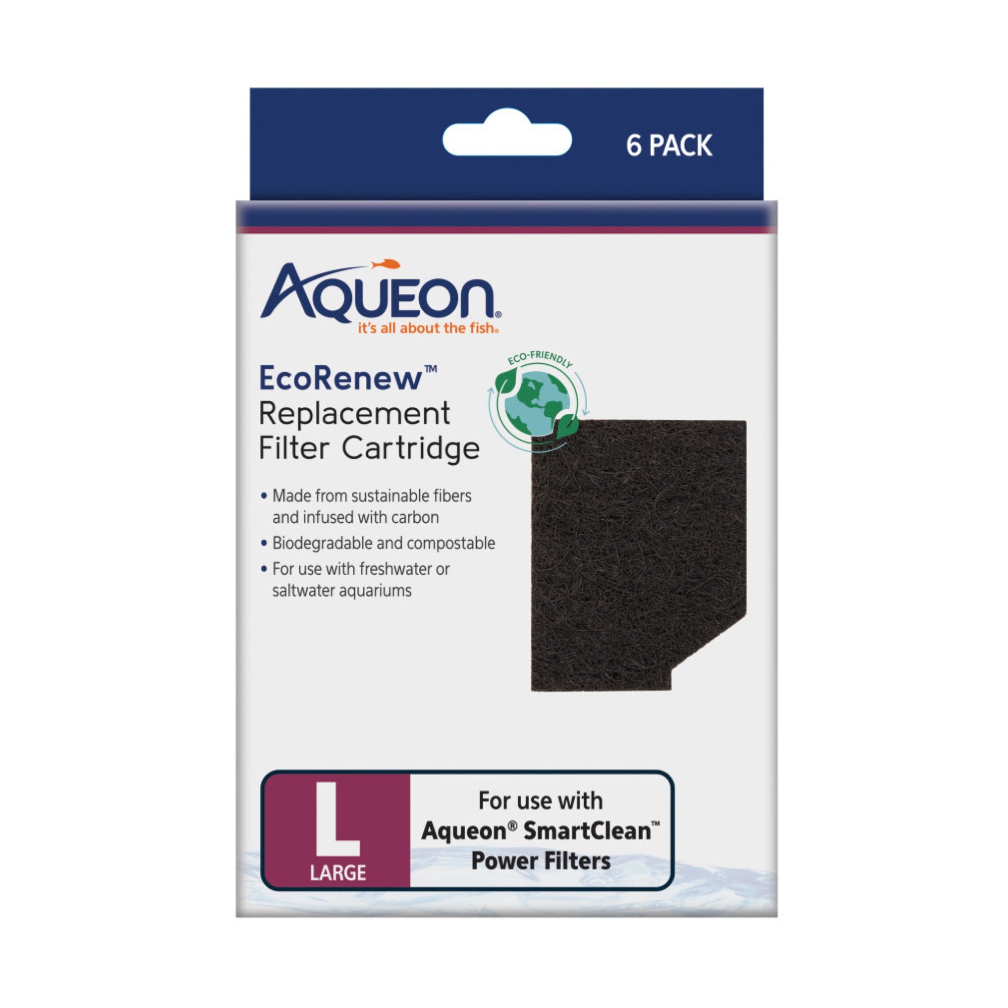 Aqueon EcoRenew Filter Cartridges Large, 6-Pack