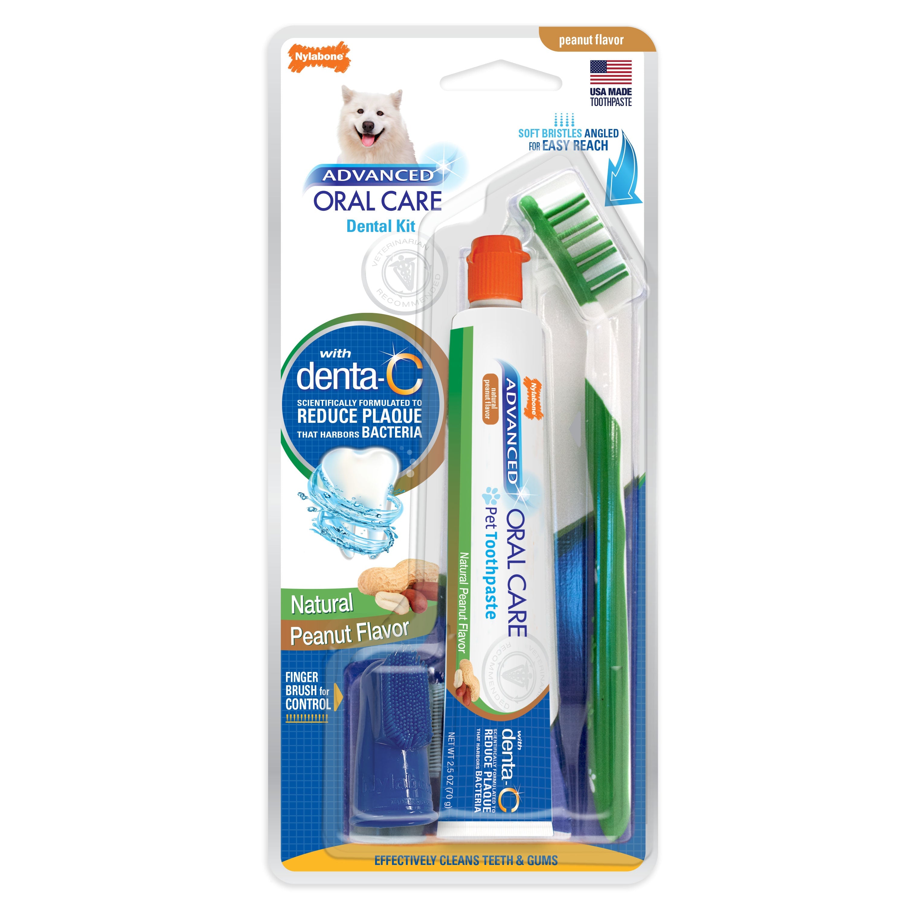 Nylabone Advanced Oral Care Natural Dog Dental Kit Peanut Butter, 1ea/2.5 oz 3 ct