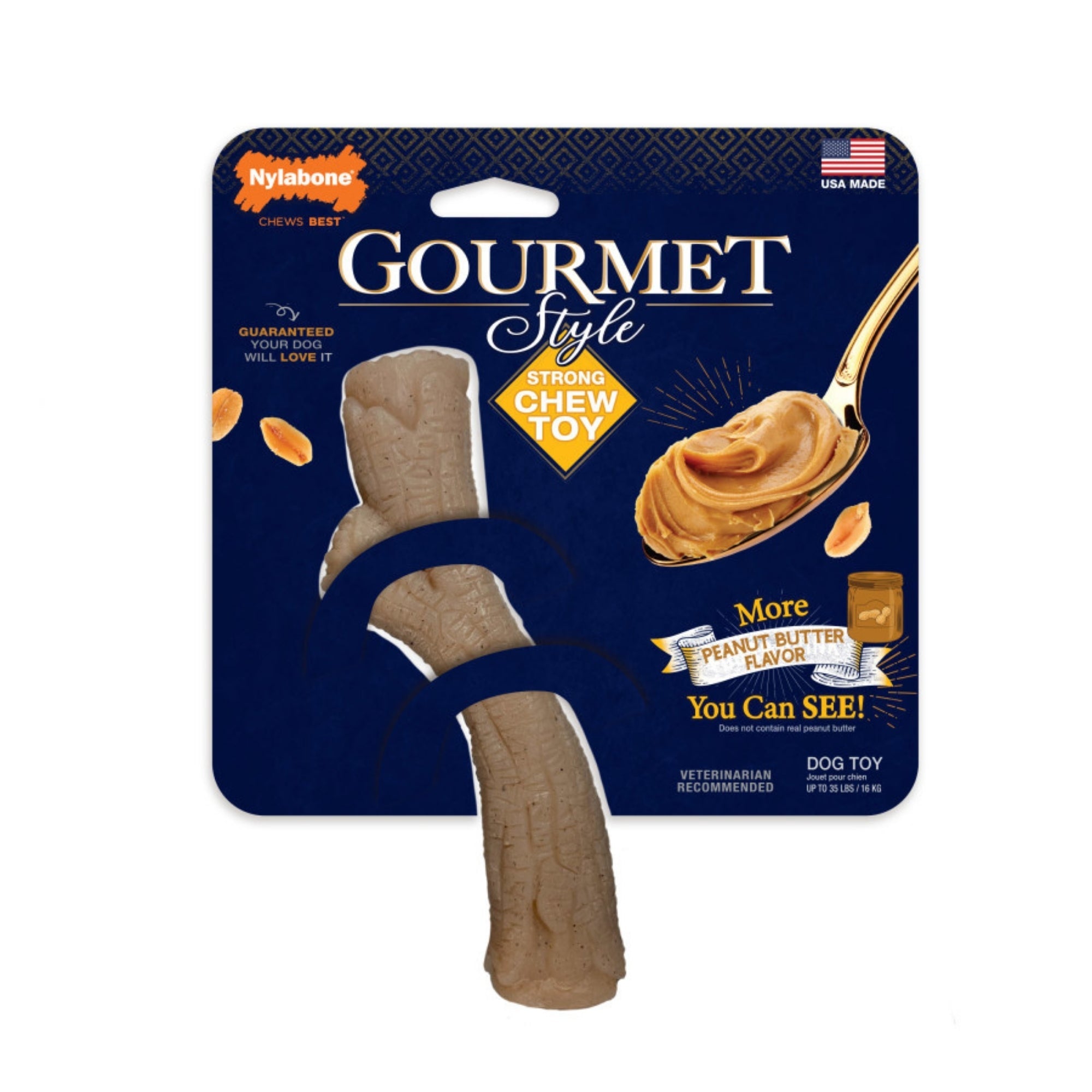 Nylabone Gourmet Style Strong Chew Toy Stick, Peanut Butter, 1ea/Medium/Wolf  Up To 35 Lbs. 1 ct