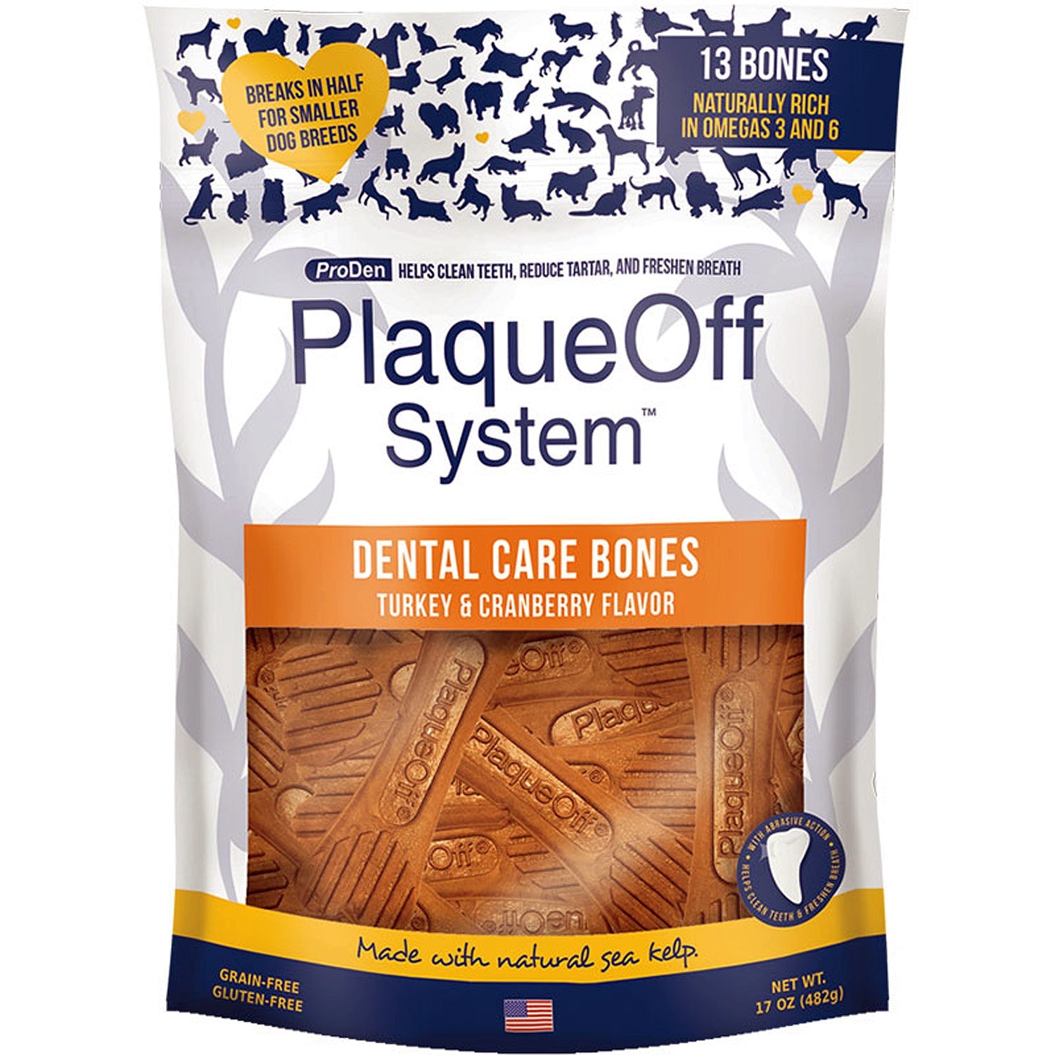 ProDen PlaqueOff Dental Care Bones Turkey, 17 oz
