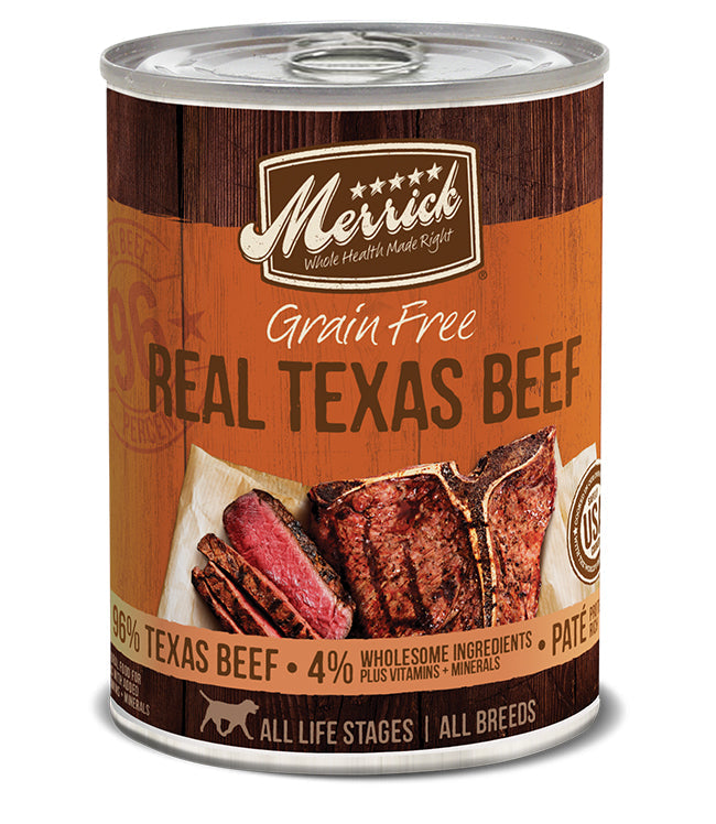 Merrick Grain-Free Real Texas Beef Wet Dog Food, 12.7 oz (Case of 12)