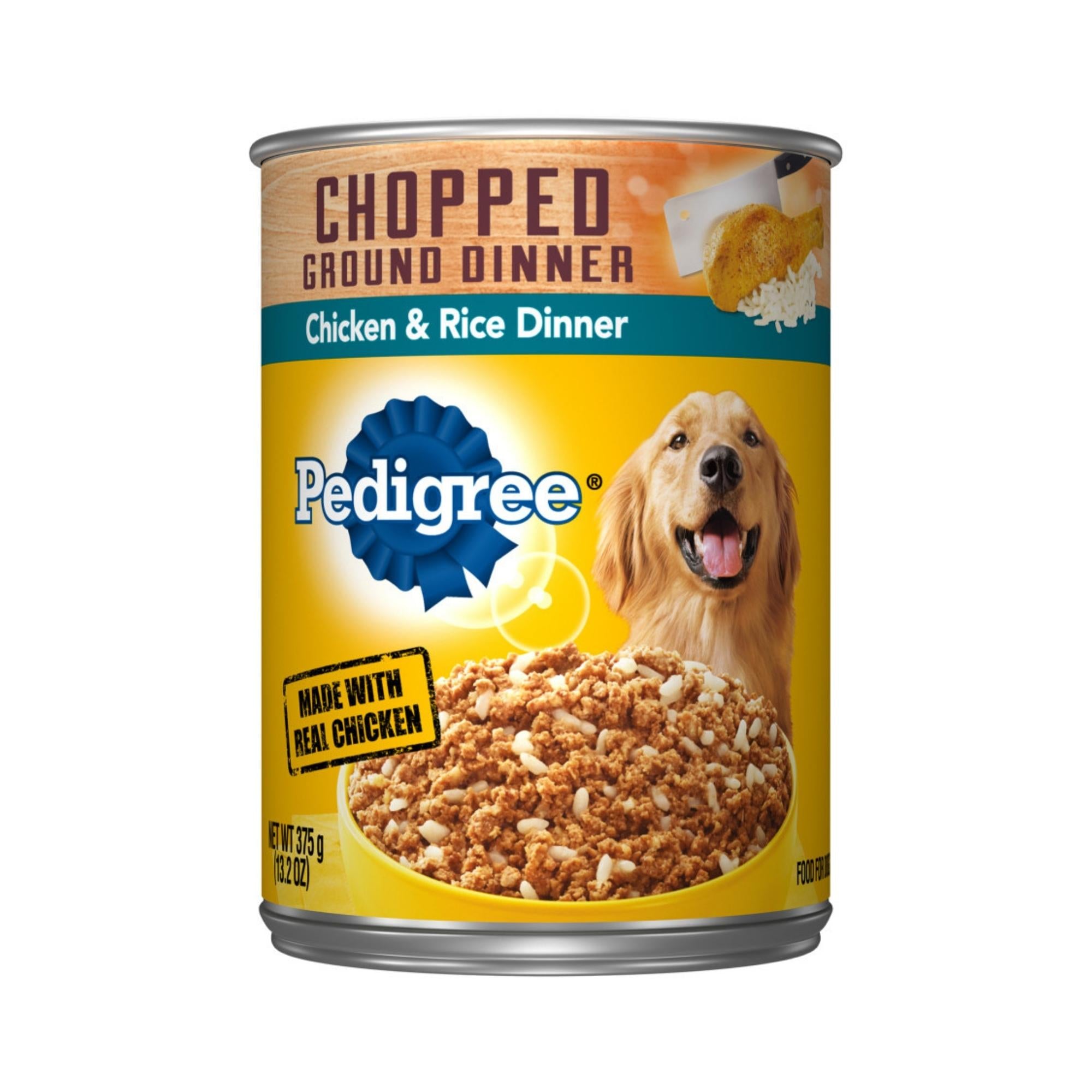 Pedigree Chopped Ground Dinner Chicken & Rice Wet Dog Food, 13.2 oz 12-Pack