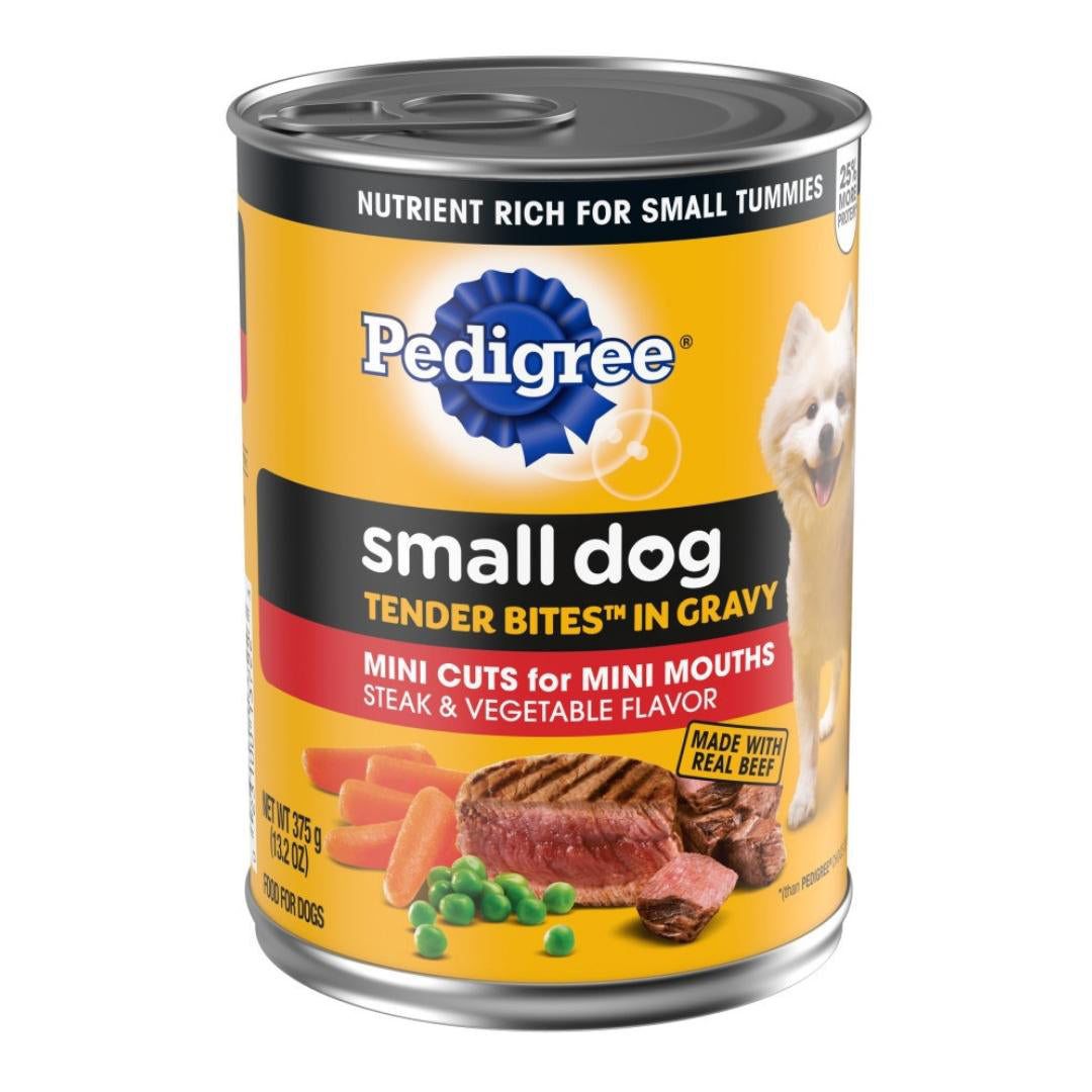 Pedigree Tender Bites in Gravy Adult Small Breed Wet Dog Food Steak & Vegetable 13.2oz 12ct