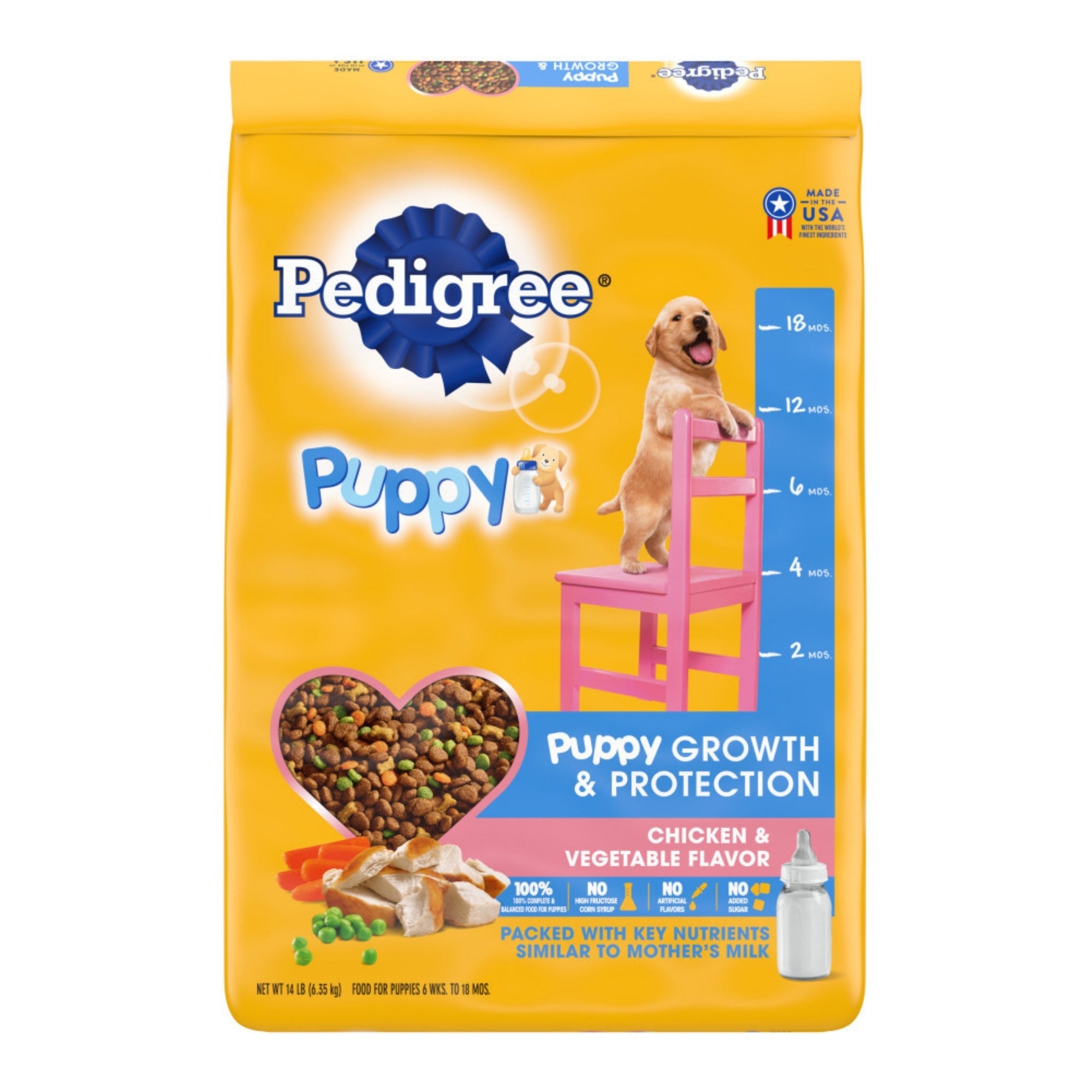 Pedigree Puppy Growth & Protection Chicken Dry Dog Food, 14 lb