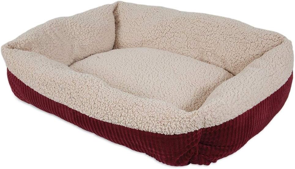 Aspen Self Warming Rectangular Dog Lounger Bed Barn Red/Cream 1ea/35In X 27 in, LG
