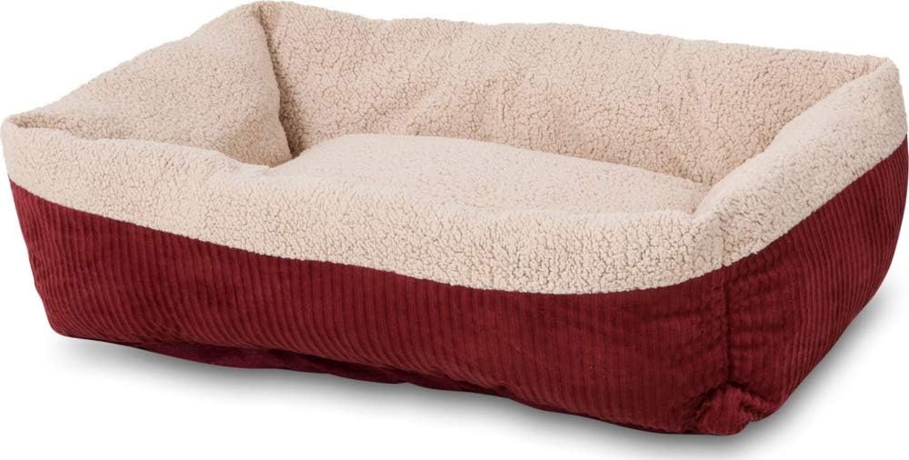 Aspen Self Warming Rectangular Dog Lounger Bed Barn Red/Cream 1ea/35In X 27 in, LG