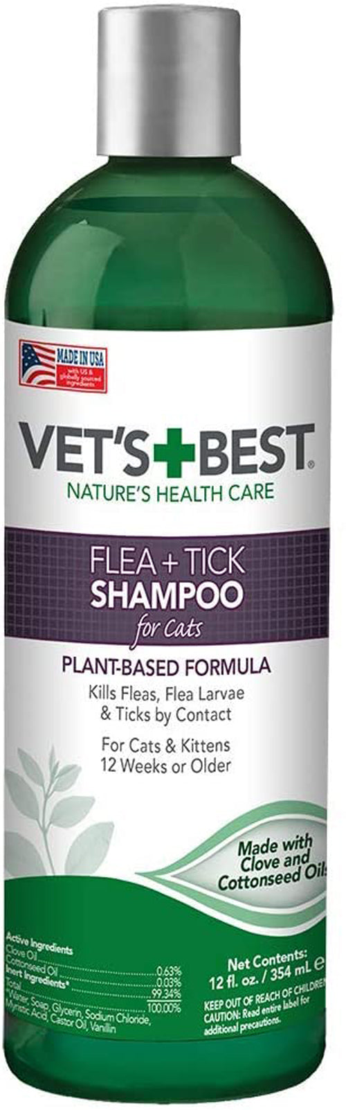 Vet's Best Flea & Tick Shampoo for Cats, 12 fl oz