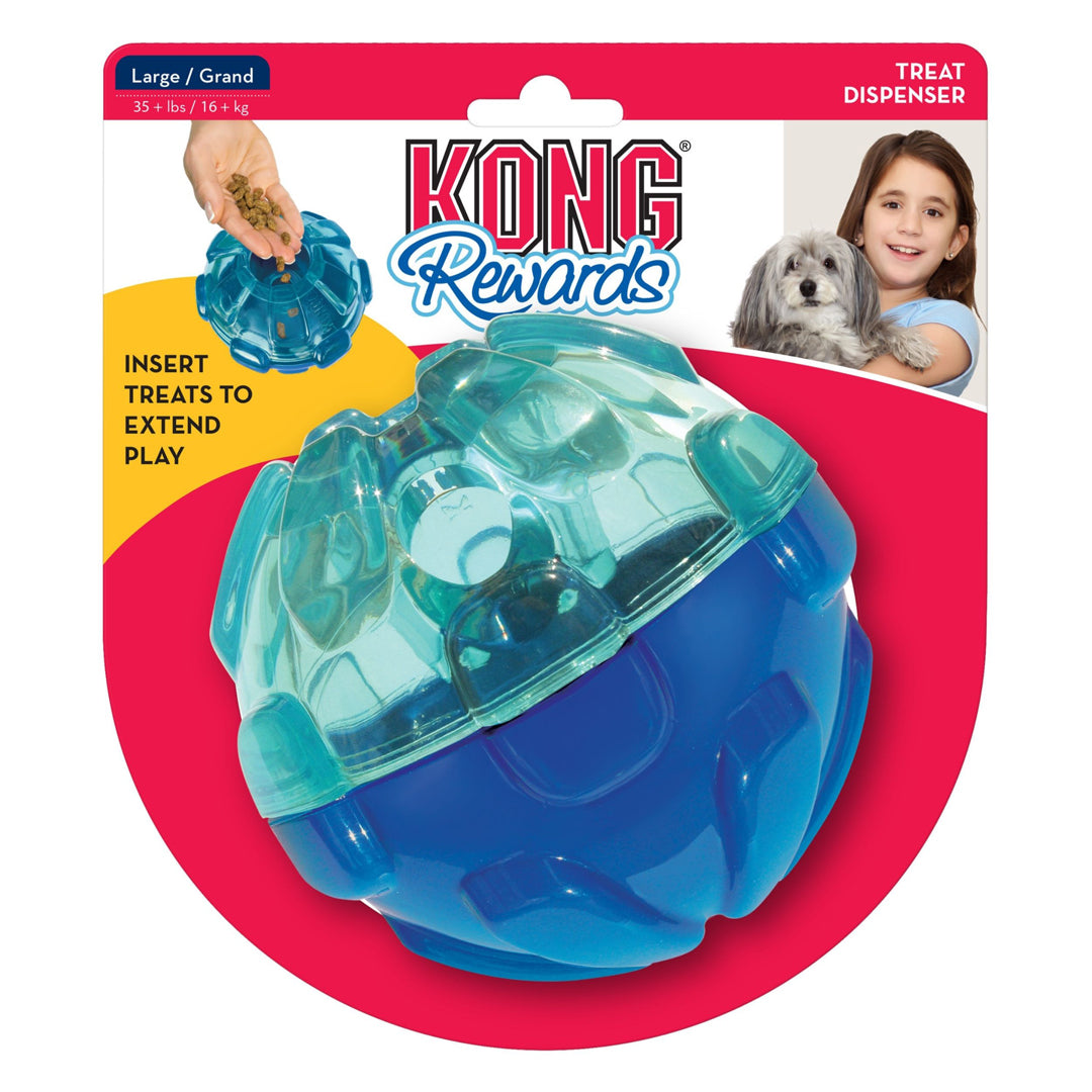 KONG Rewards Ball Treat Dispenser Dog Toy Blue L