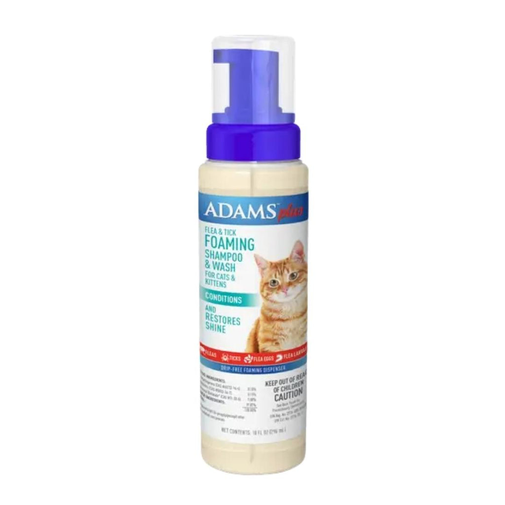 Adams Plus Flea & Tick Foaming Shampoo for Cats & Kittens, 10 oz