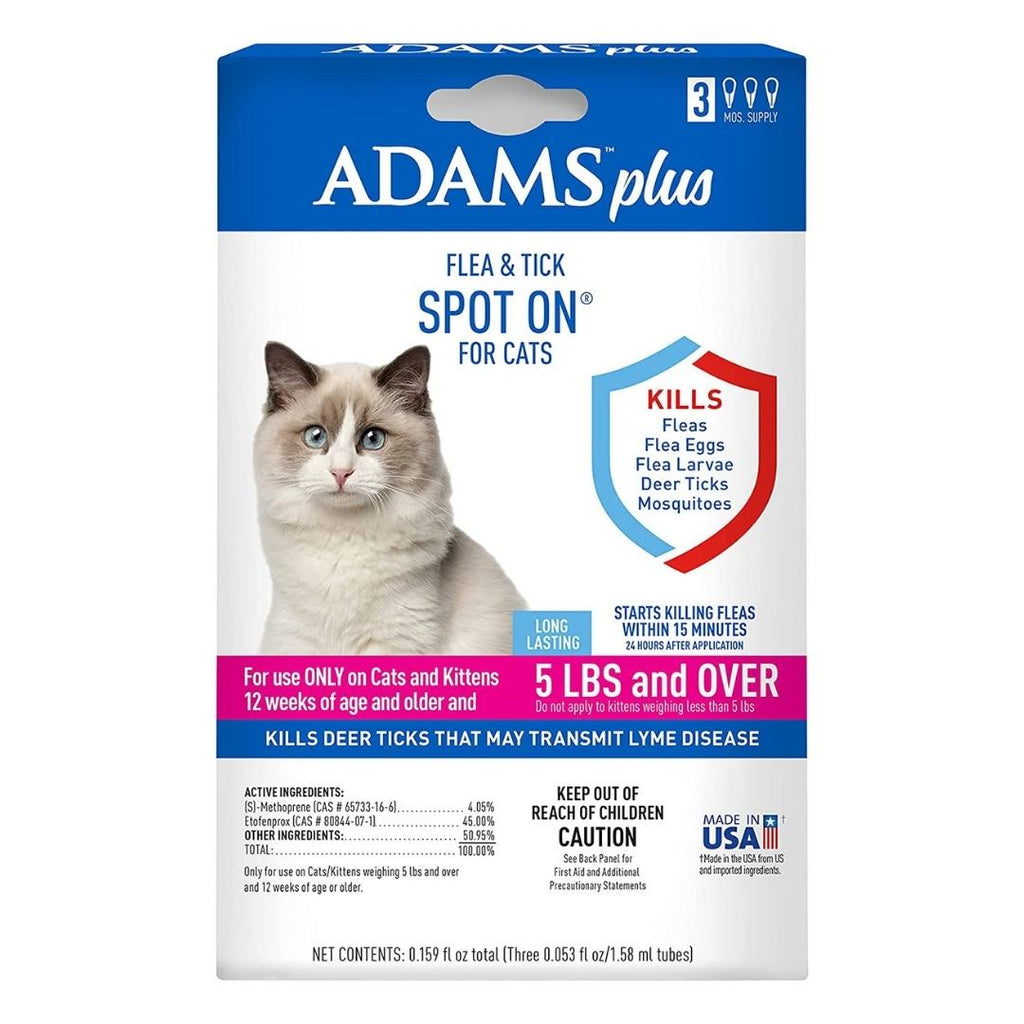 Adams Plus Flea & Tick Spot On for Cats Over 5 lbs, 3-Month Supply