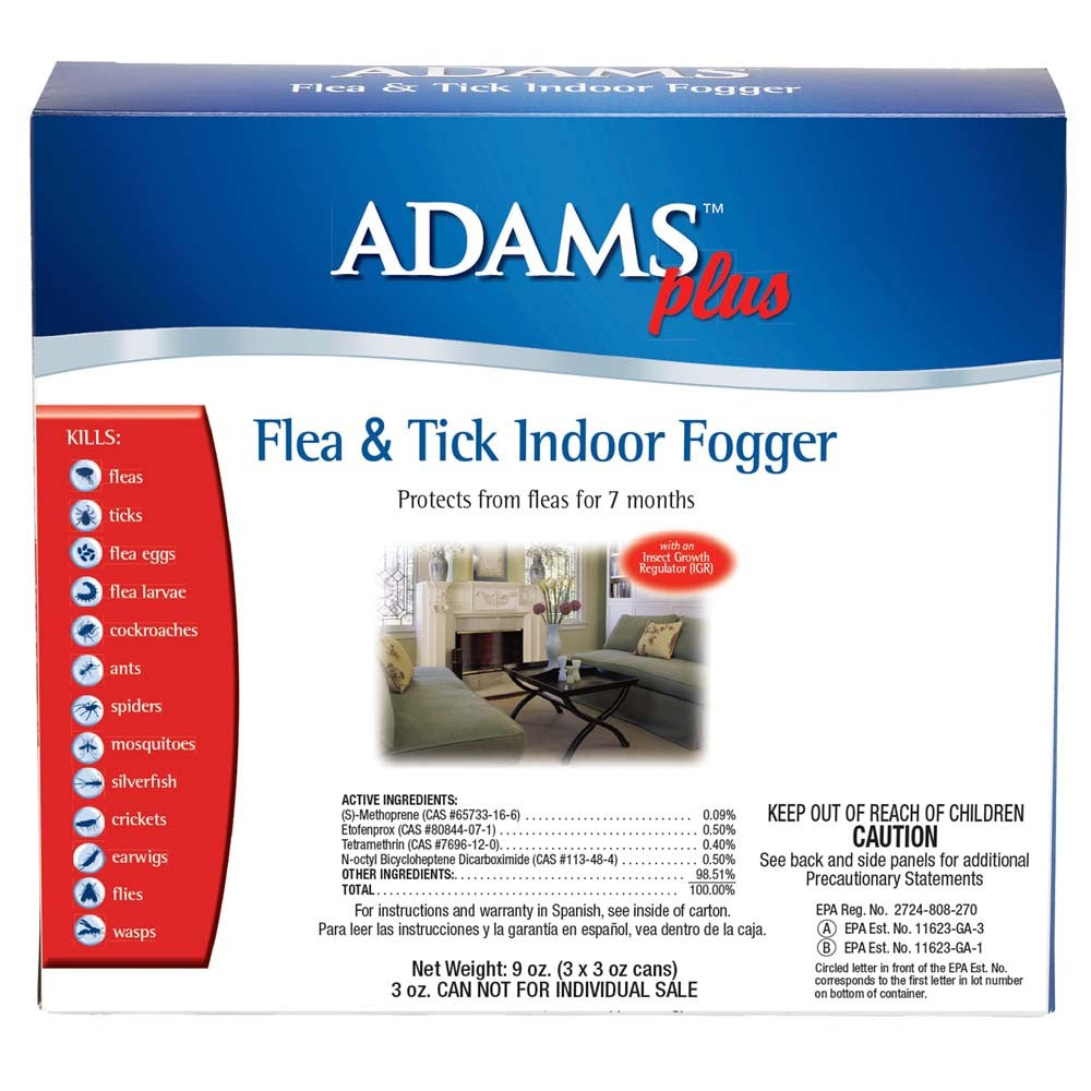Adams Plus Flea & Tick Indoor Fogger, 3 oz Cans (3-Pack)