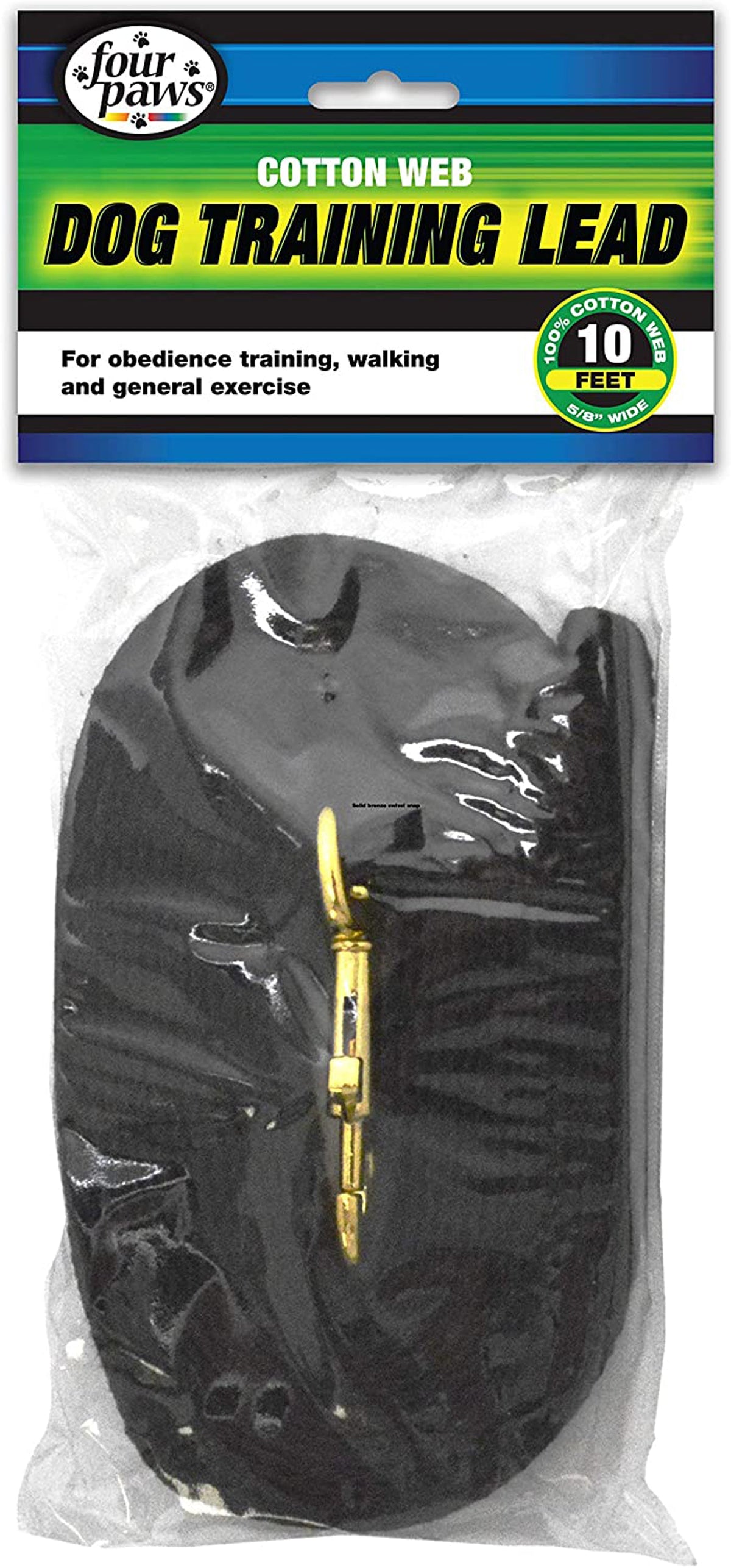 Four Paws Cotton Web Dog Lead Black, 1ea/10 Foot