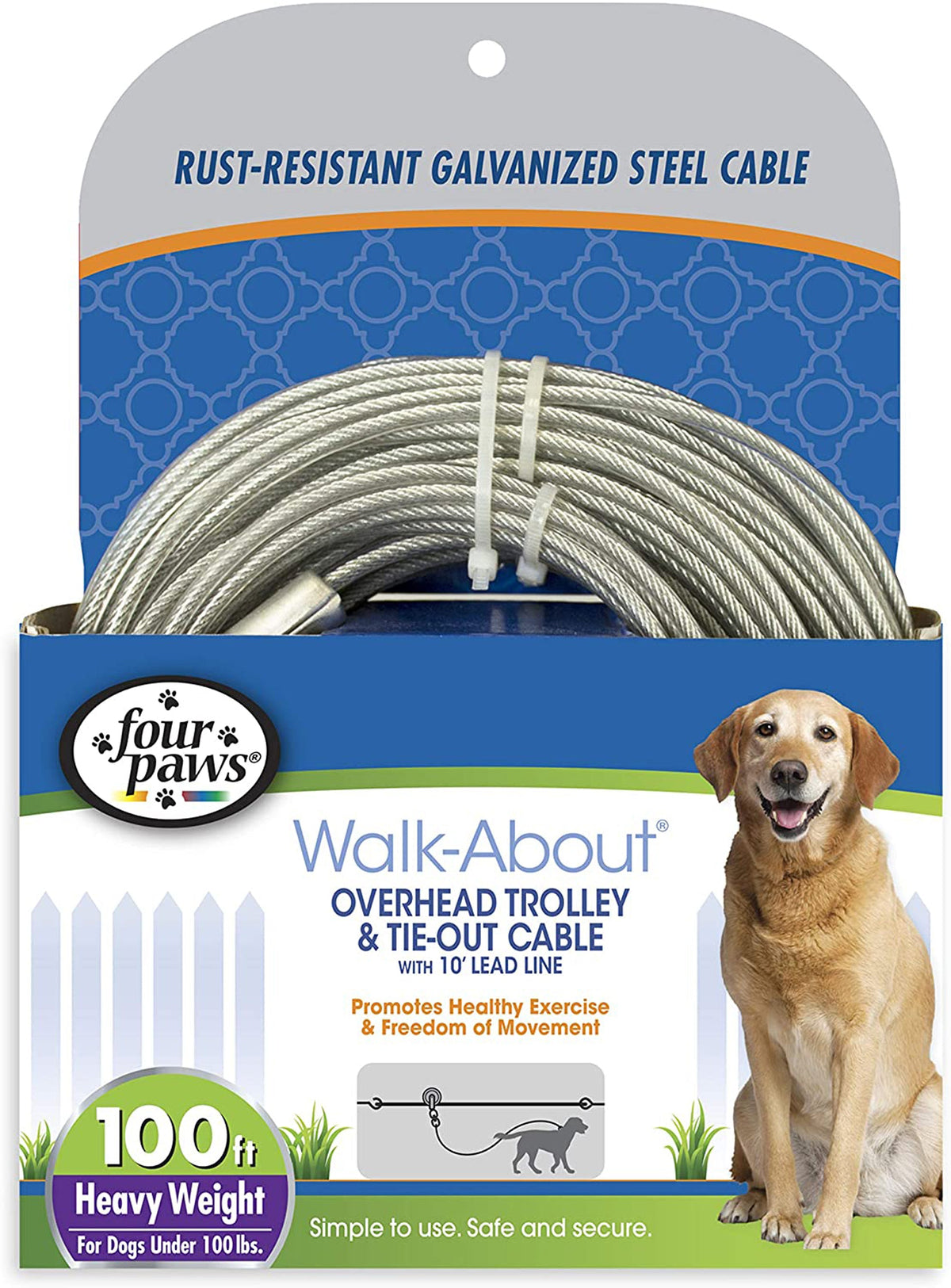 Four Paws Heavy Weight Dog Trolley Exerciser Silver, 1ea/100 Foot