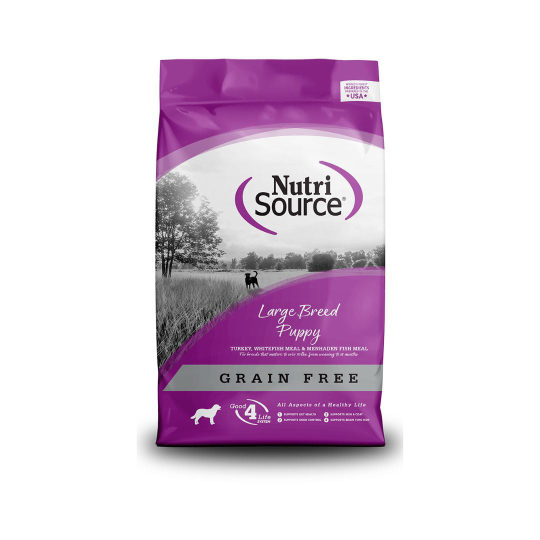 NutriSource Large Breed Puppy Grain Free Dry Dog Food Turkey, Whitefish, & Menhaden 15lb