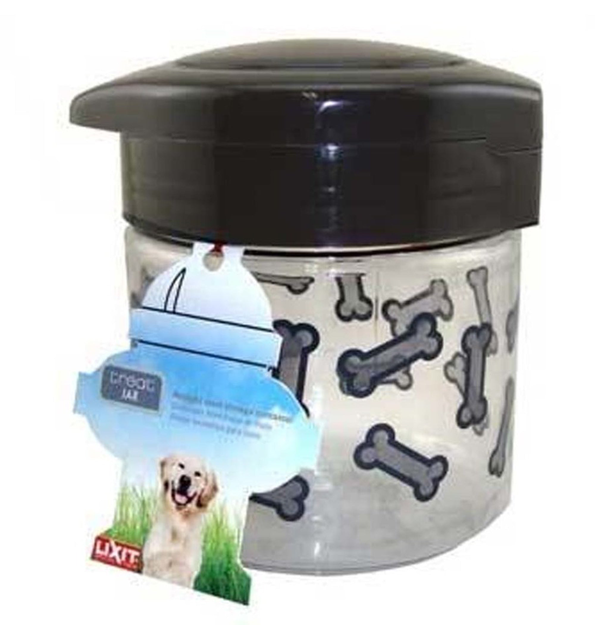 Lixit Dog Treat Jar Container Grey/Clear M