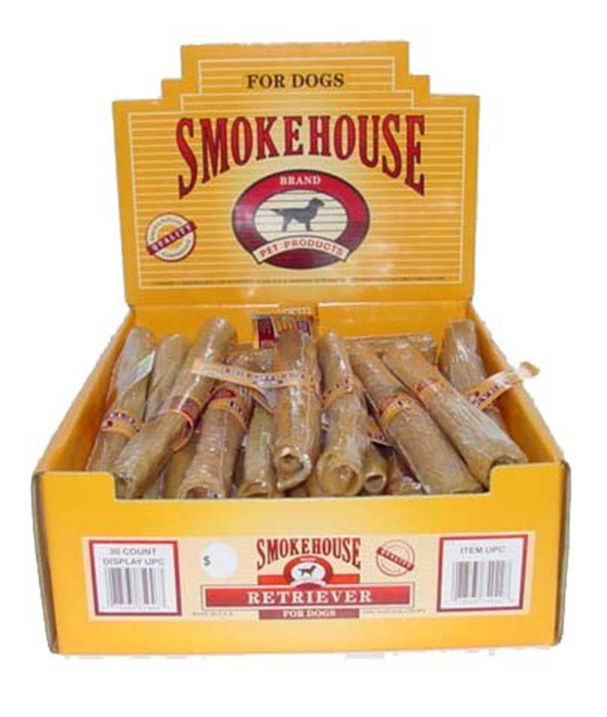 Smokehouse USA Made Pork Skin Retrievers Shelf Display Box 30ct