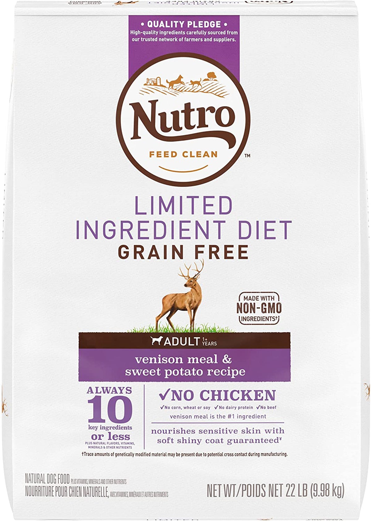 Nutro Products Limited Ingredient Diet Adult Dry Dog Food Venison & Sweet Potato 22lb