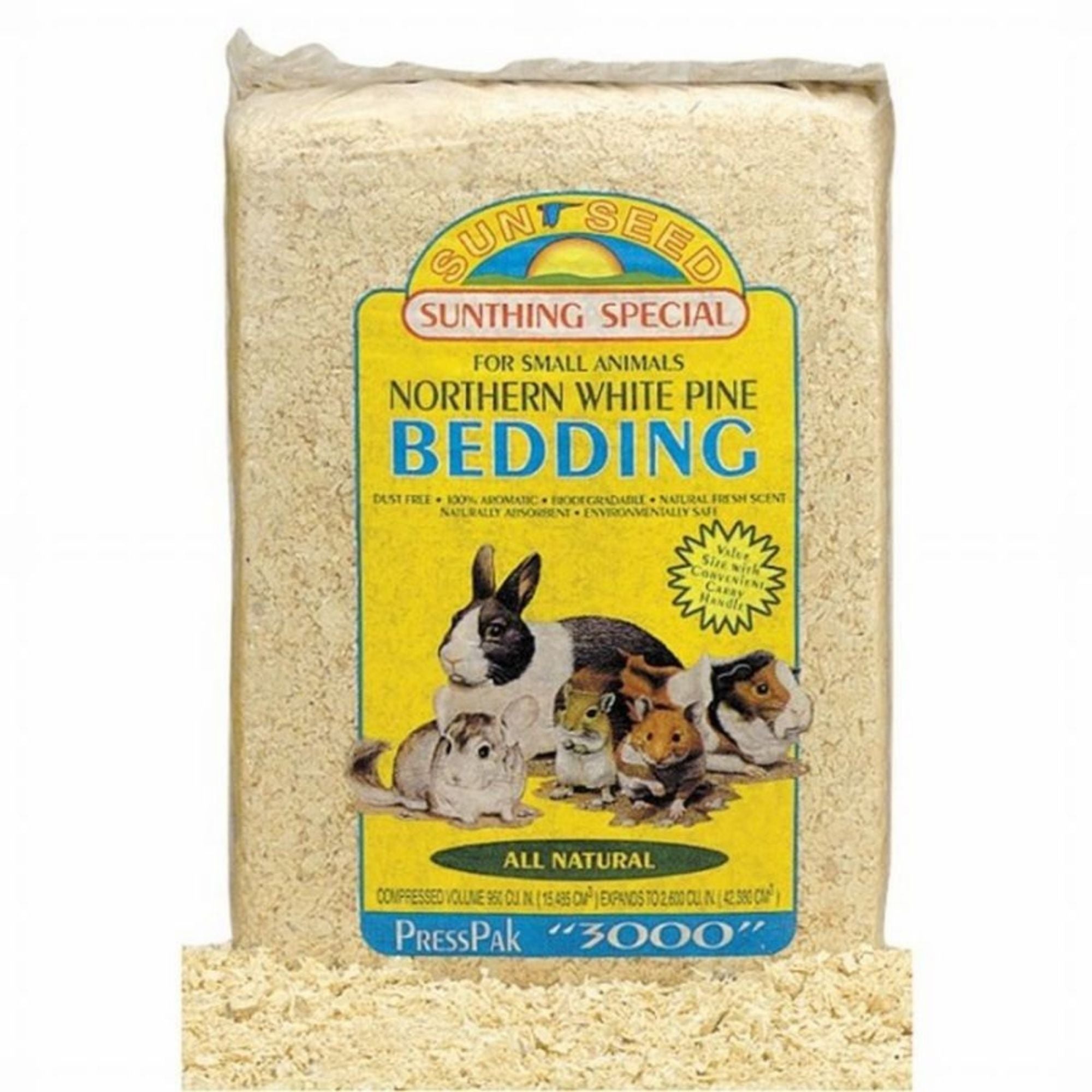Sun Seed Northern White Pine Bedding for Small Animals Brown, 2500 Cu