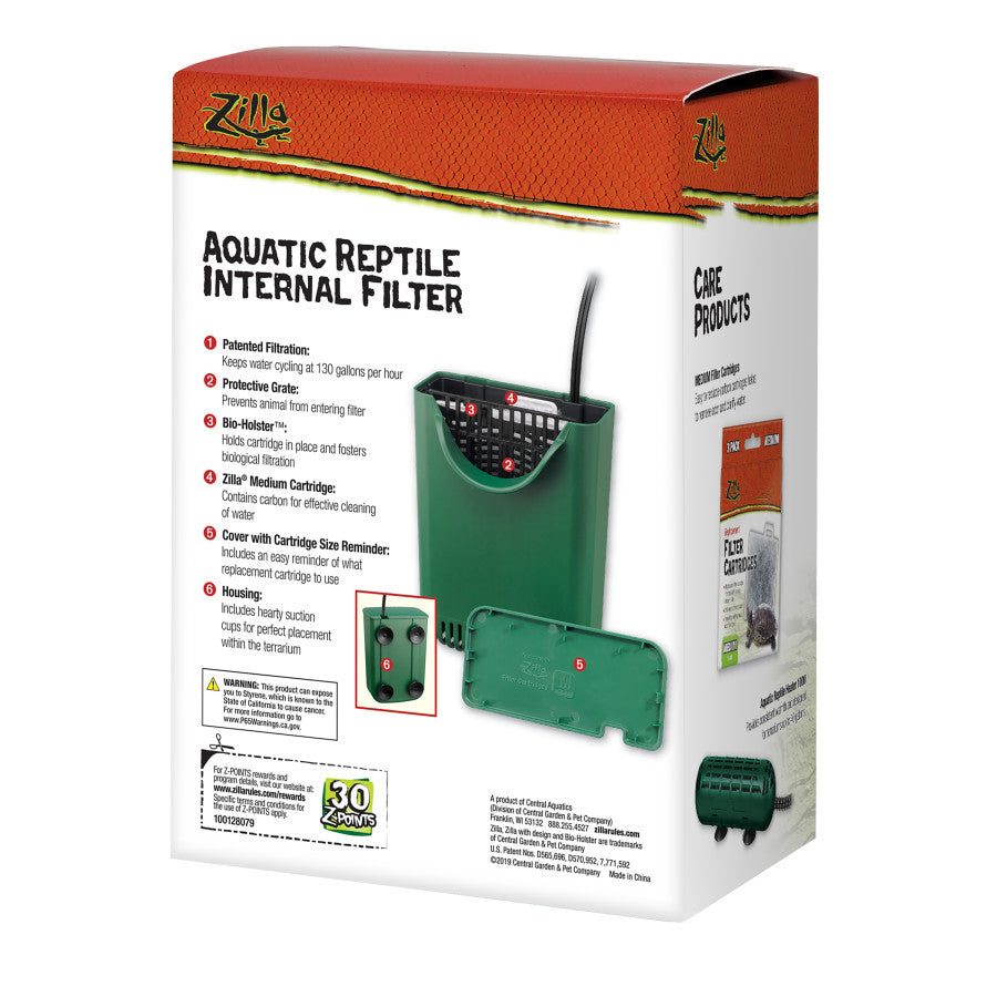 Zilla Aquatic Reptile Internal Filter, 20 Gal