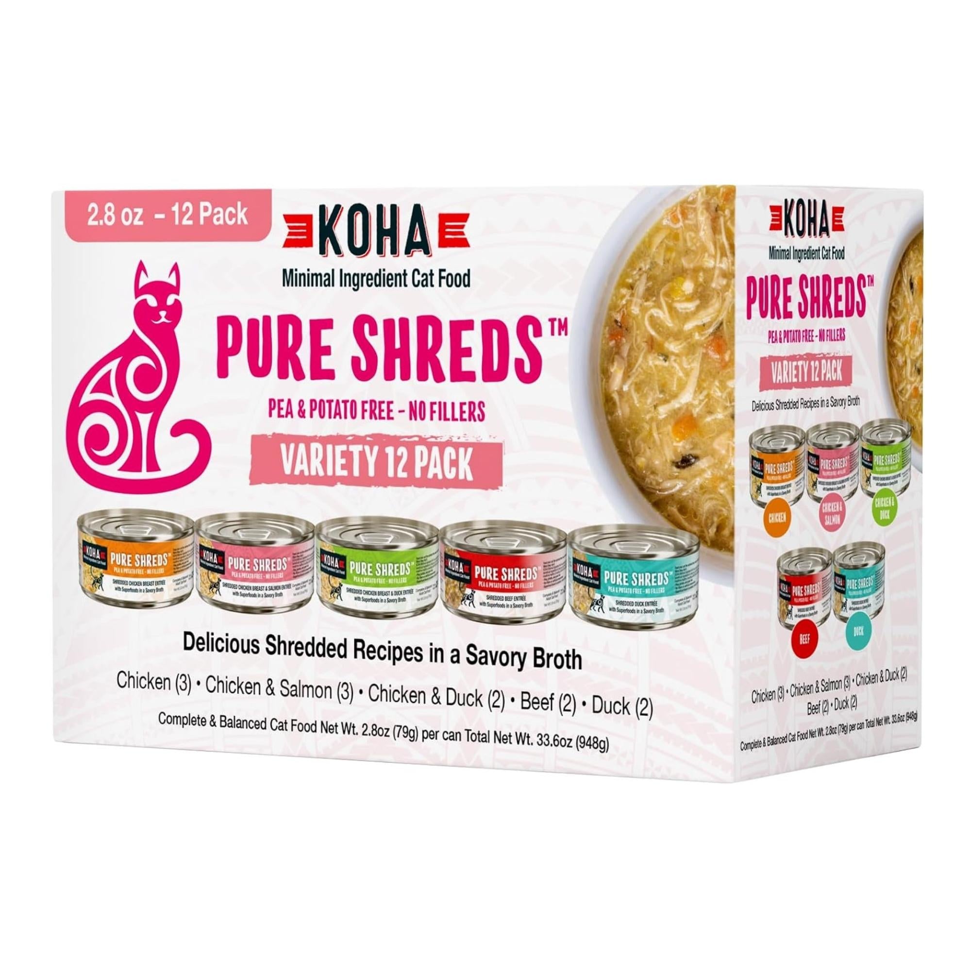 Koha Grain-Free Shredded Variety Wet Cat Food, 2.8 oz (Case of 24)