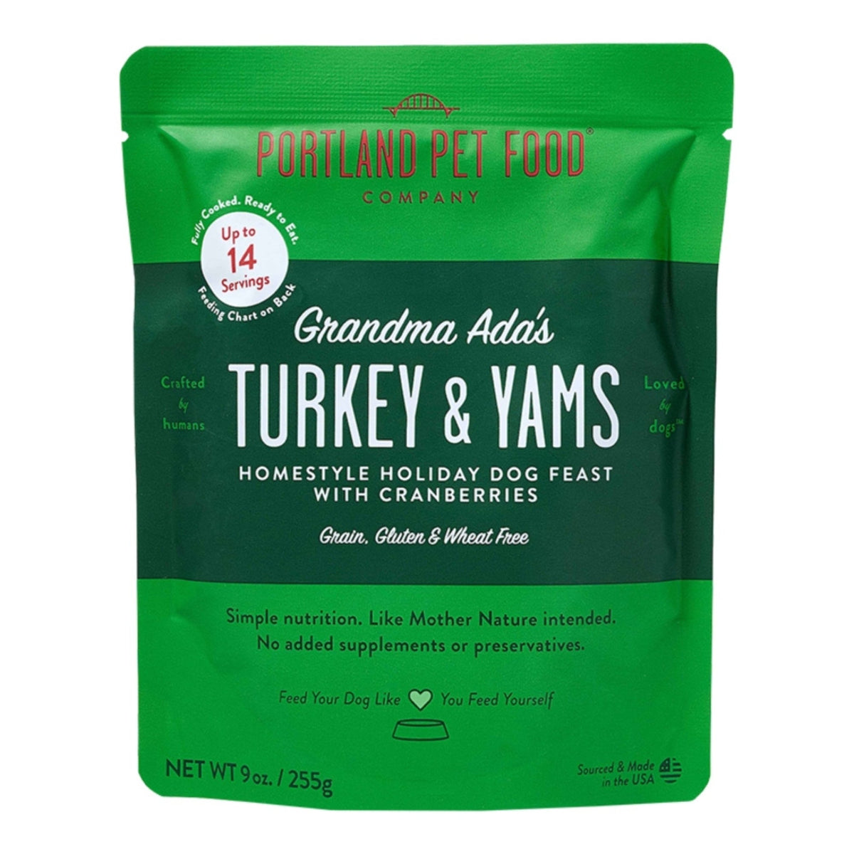 Portland Dog Grain Free Grandma Ada's Turkey & Yam Homestyle Meal 9oz. - 8 Pack
