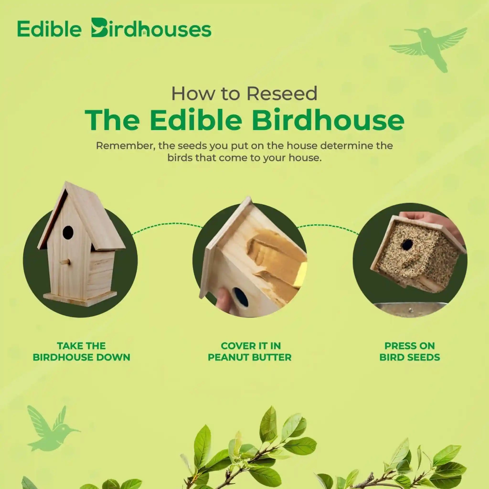 Handmade Edible Birdhouse - Light Roof, Short Birdhouse Covered in Bird Seeds