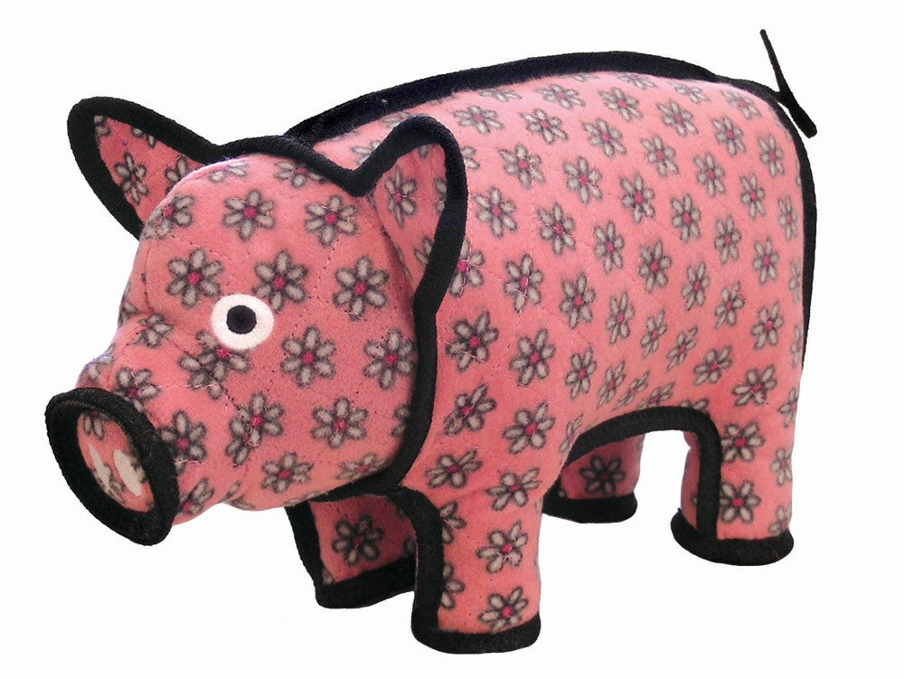 Tuffy Barn Yard Series Dog Toy Pig Pink Flower Print