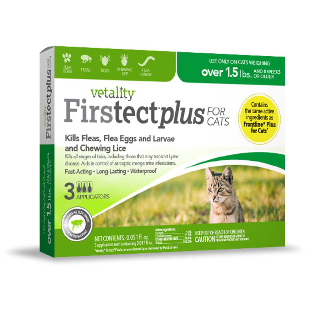 Vetality Firstect Plus Flea  Tick Treatment for Cats 1ea/3 ct