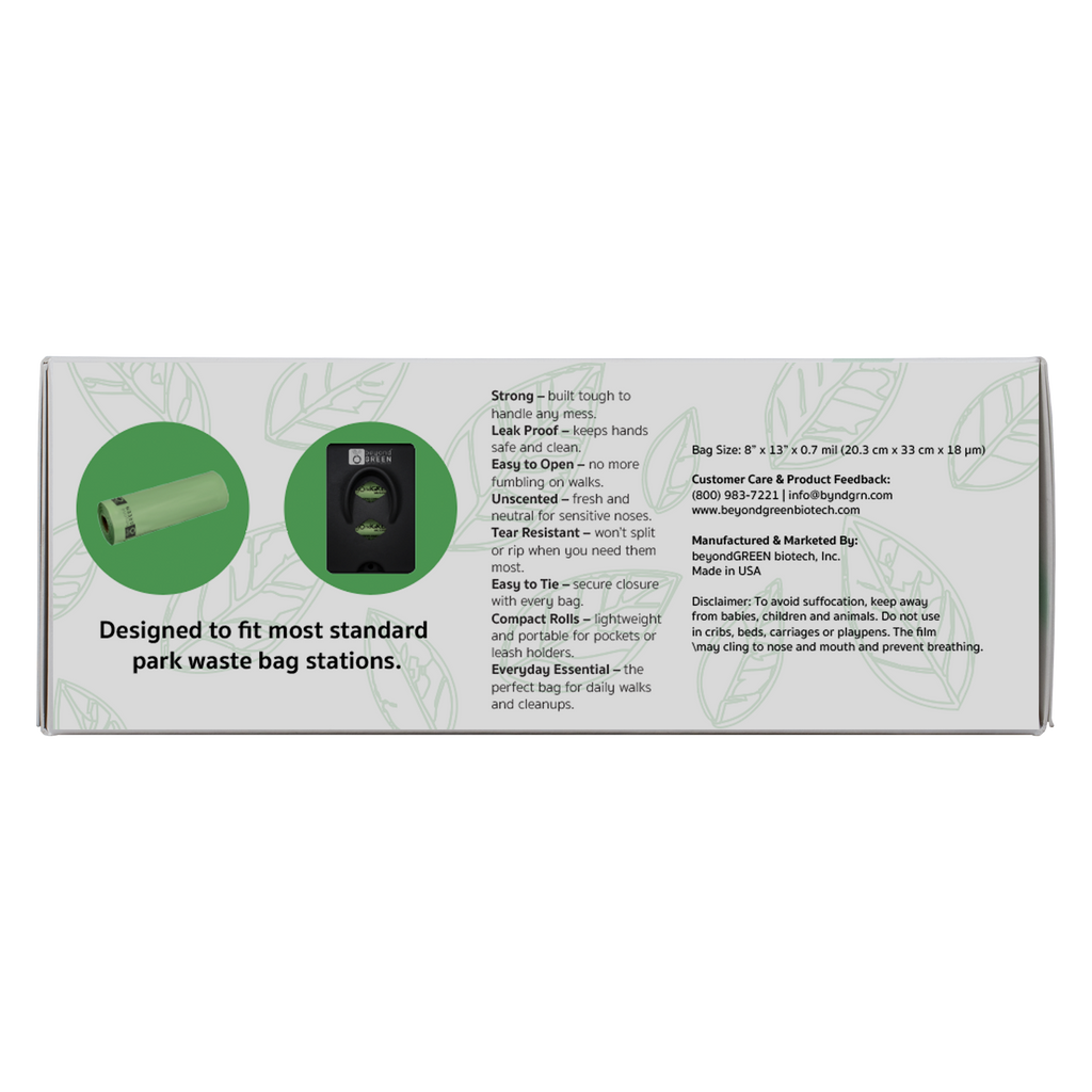 Dog Waste Bags Refill Roll for Park Dispenser - 200 Bags on Roll