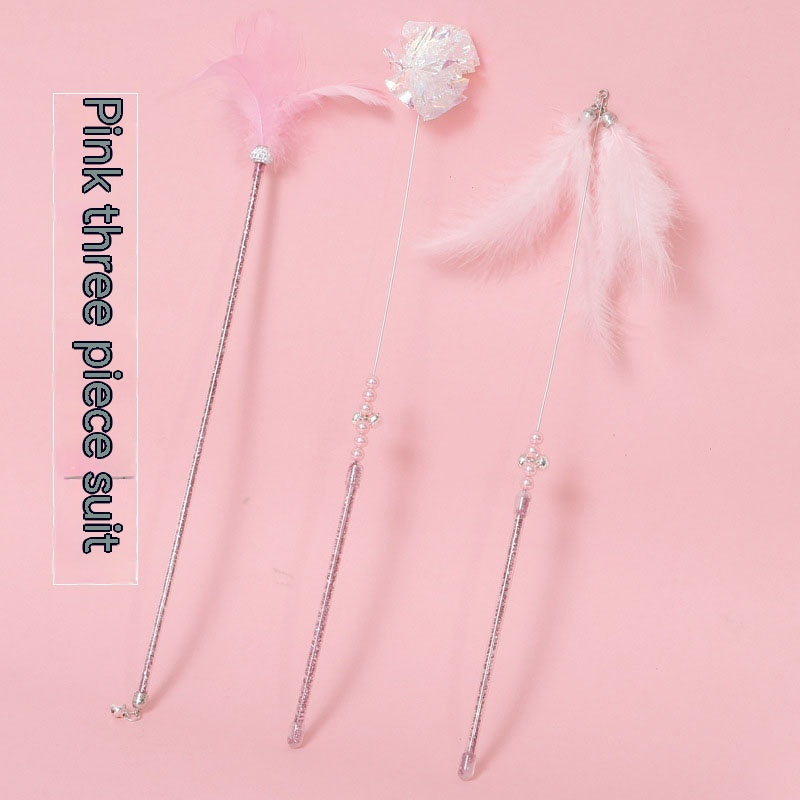 Natural Feather Wand Toy Set