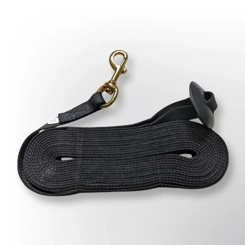 Lunge Line Cotton Webbing, Rubber Stopper, Brass Plated Bolt Snap, 27' ft.#45433