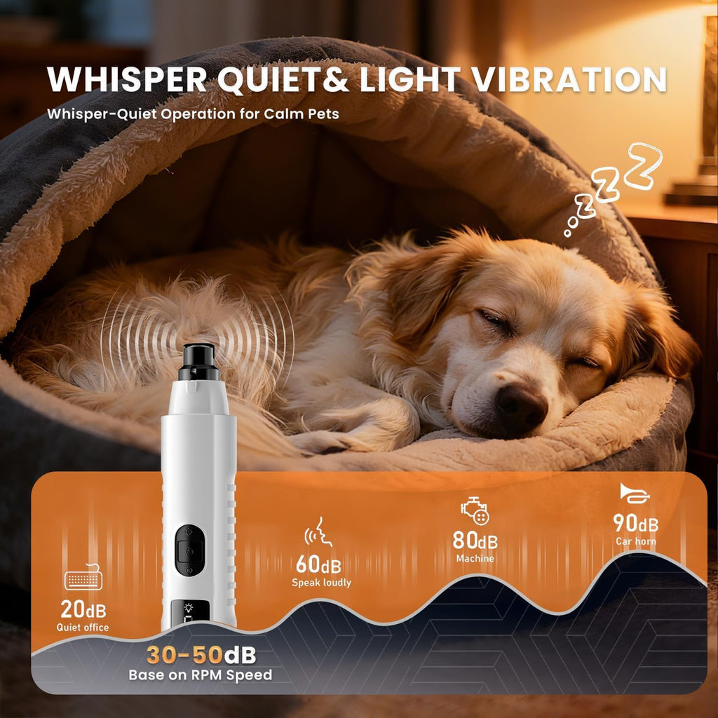 Quiet 5-Speed Dog Nail Grinder (USB Rechargeable)