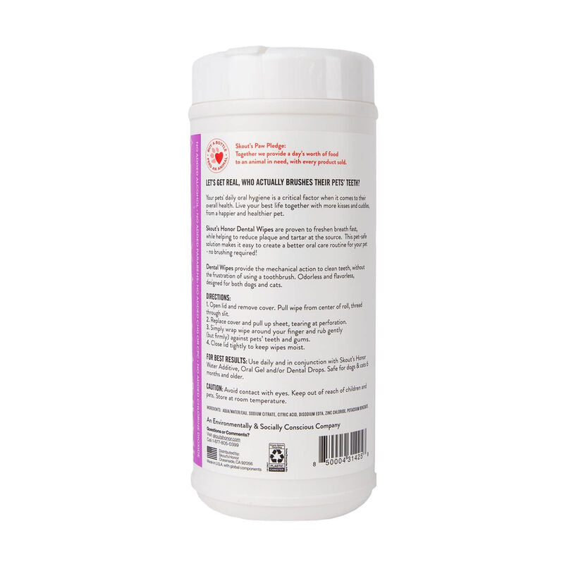 Skout's Honor Dog & Cat Dental Wipes, 50 Count