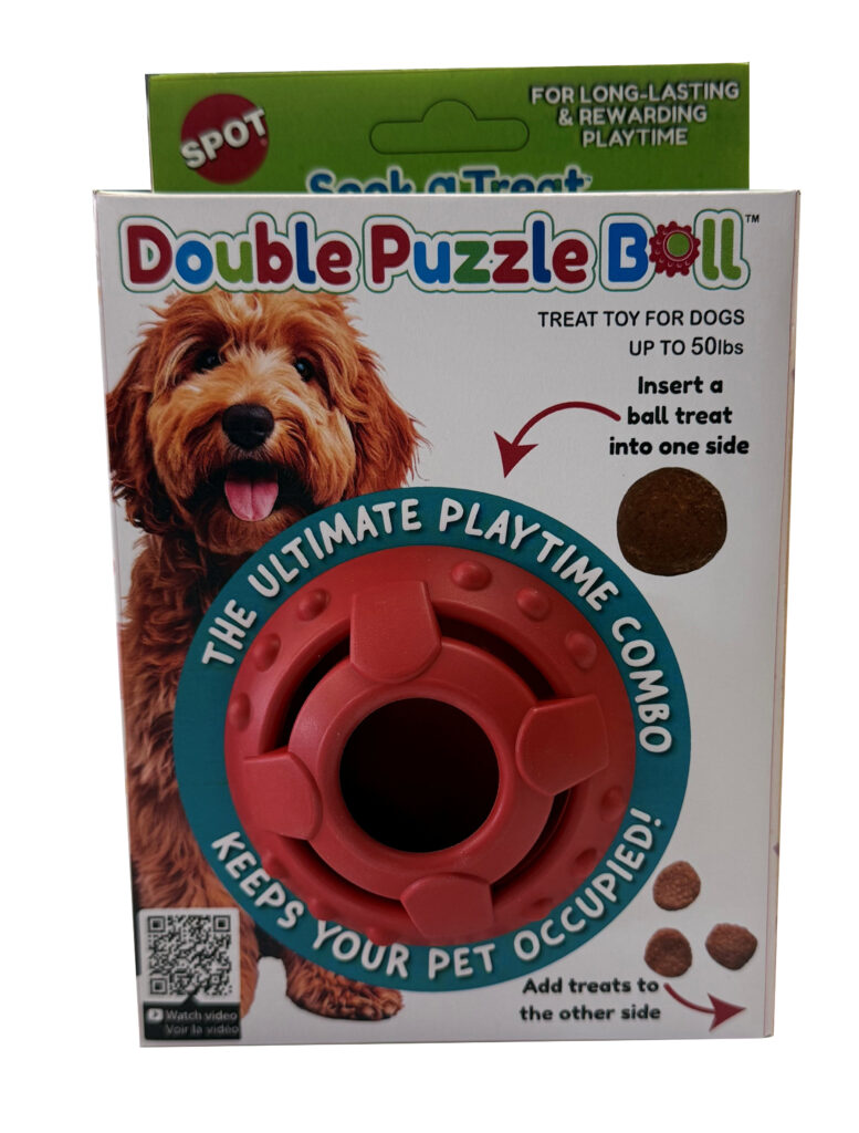 Spot Seek a Treat Double Puzzle Ball Dog Toy 3.25in