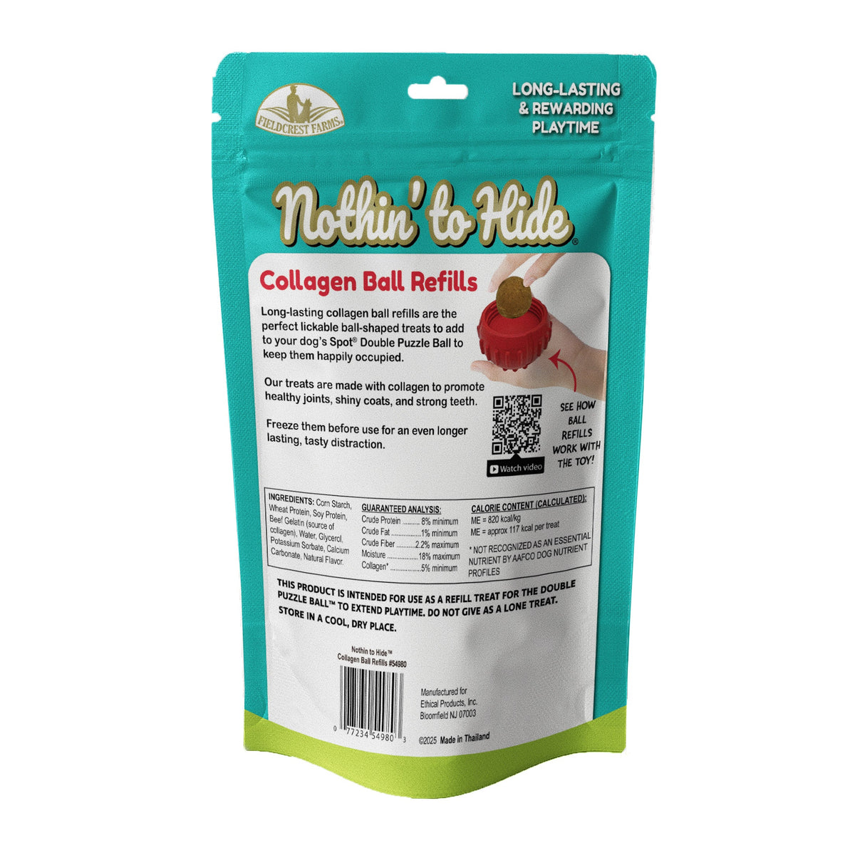 Fieldcrest Farms Nothin to Hide Collagen Ball Refills Dog Treat 7pk