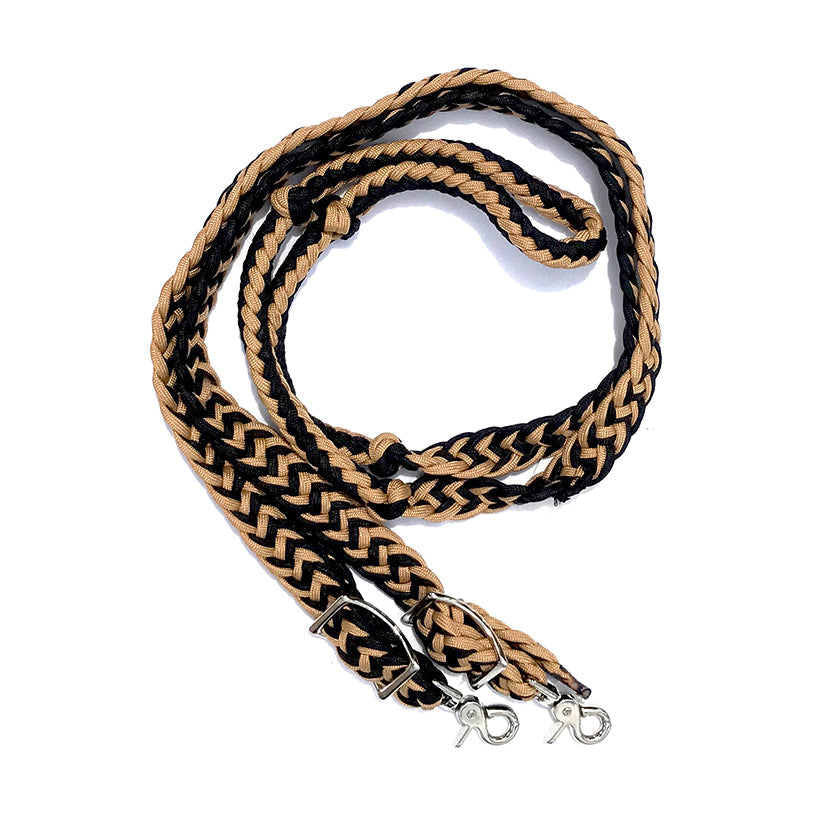 Braided Barrel / Roping Reins 8 Ft, 2 Nickel Plated Scissor Snaps, 2 Tone Colors