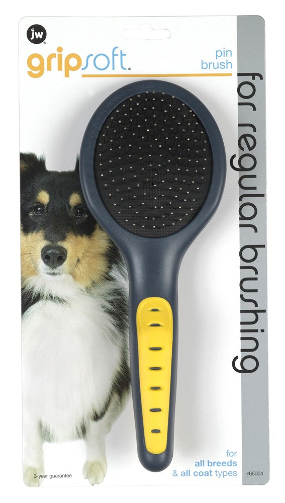 JW Pet Pin Brush Grey/Yellow L