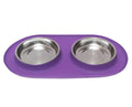 Messy Mutts Cat Double Feeder Silicone Purple