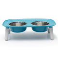 Messy Mutts Dog Double Feeder Elevated Blue