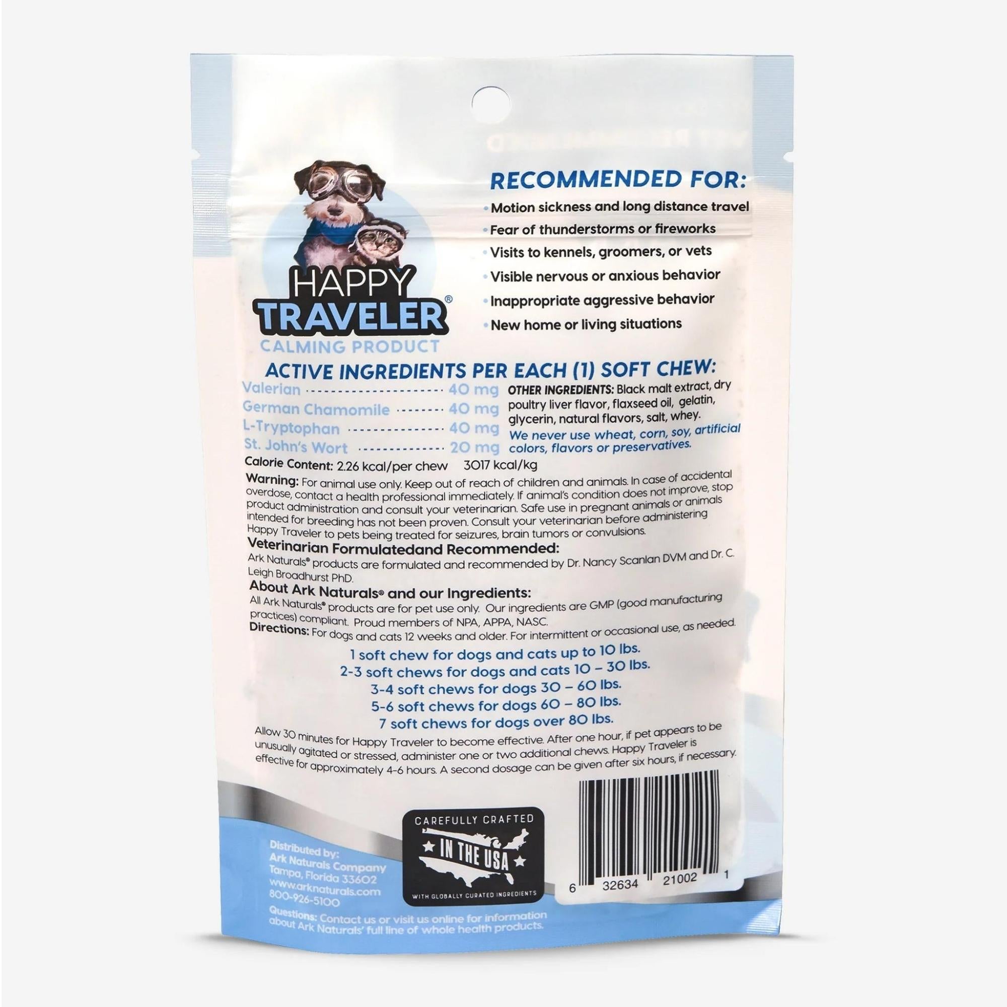 Ark Naturals Happy Traveler Soft Chews for Dogs & Cats, 75 Count