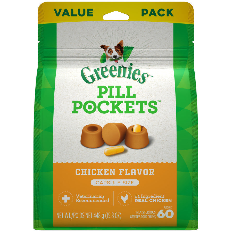 Greenies Pill Pockets for Capsules Chicken, 1ea/60 ct, 15.8 oz