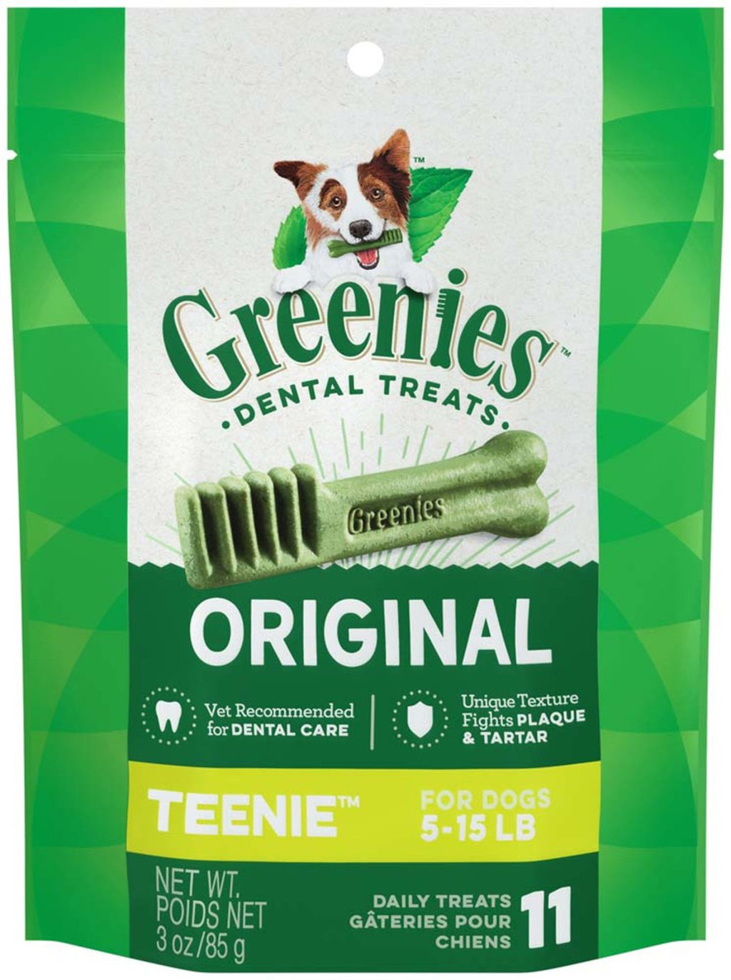 Greenies Dog Dental Treats Teenie, Original, 3 Oz, 11 Ct