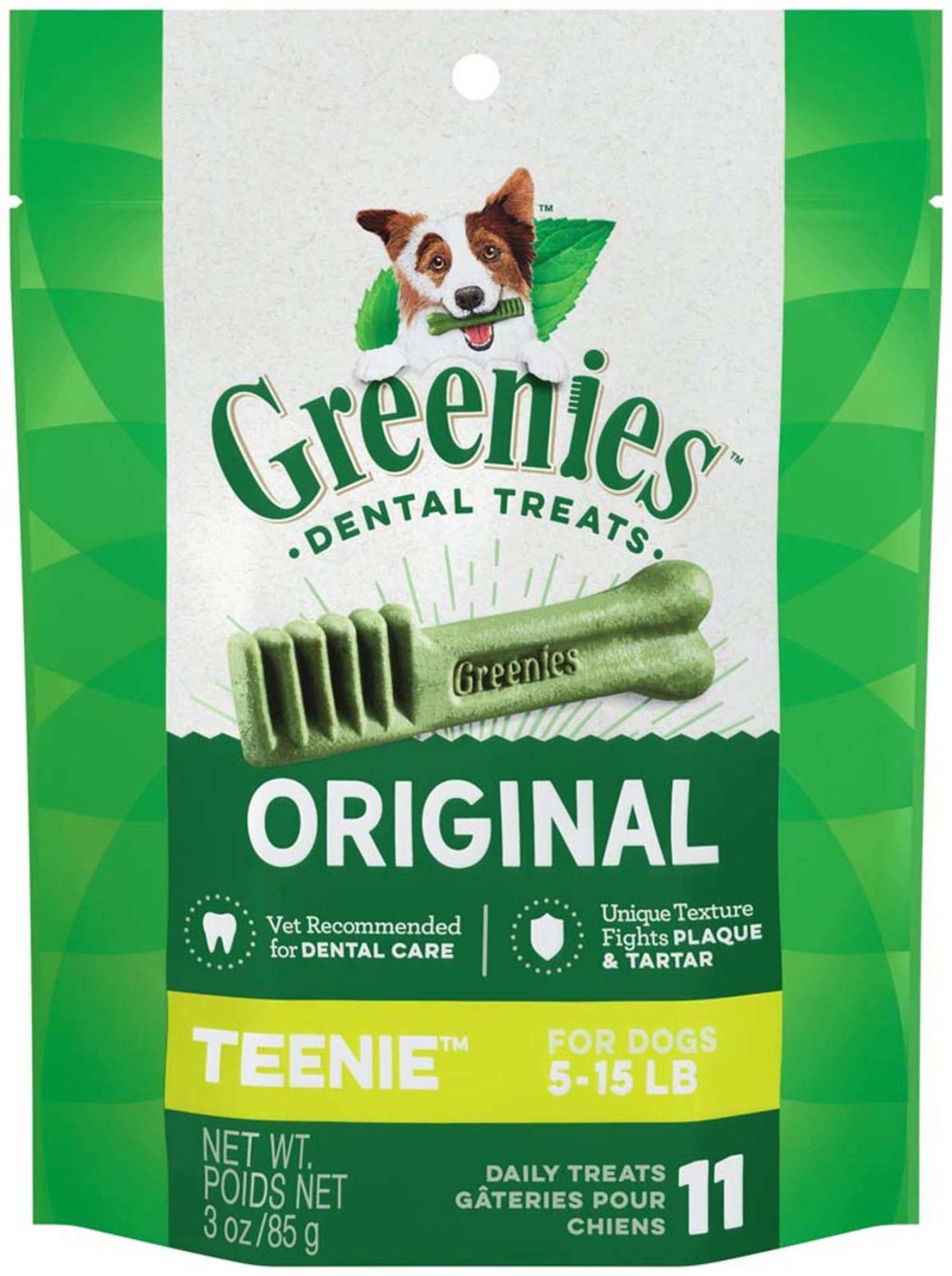 Greenies Dog Dental Treats Teenie, Original, 3 Oz, 11 Ct
