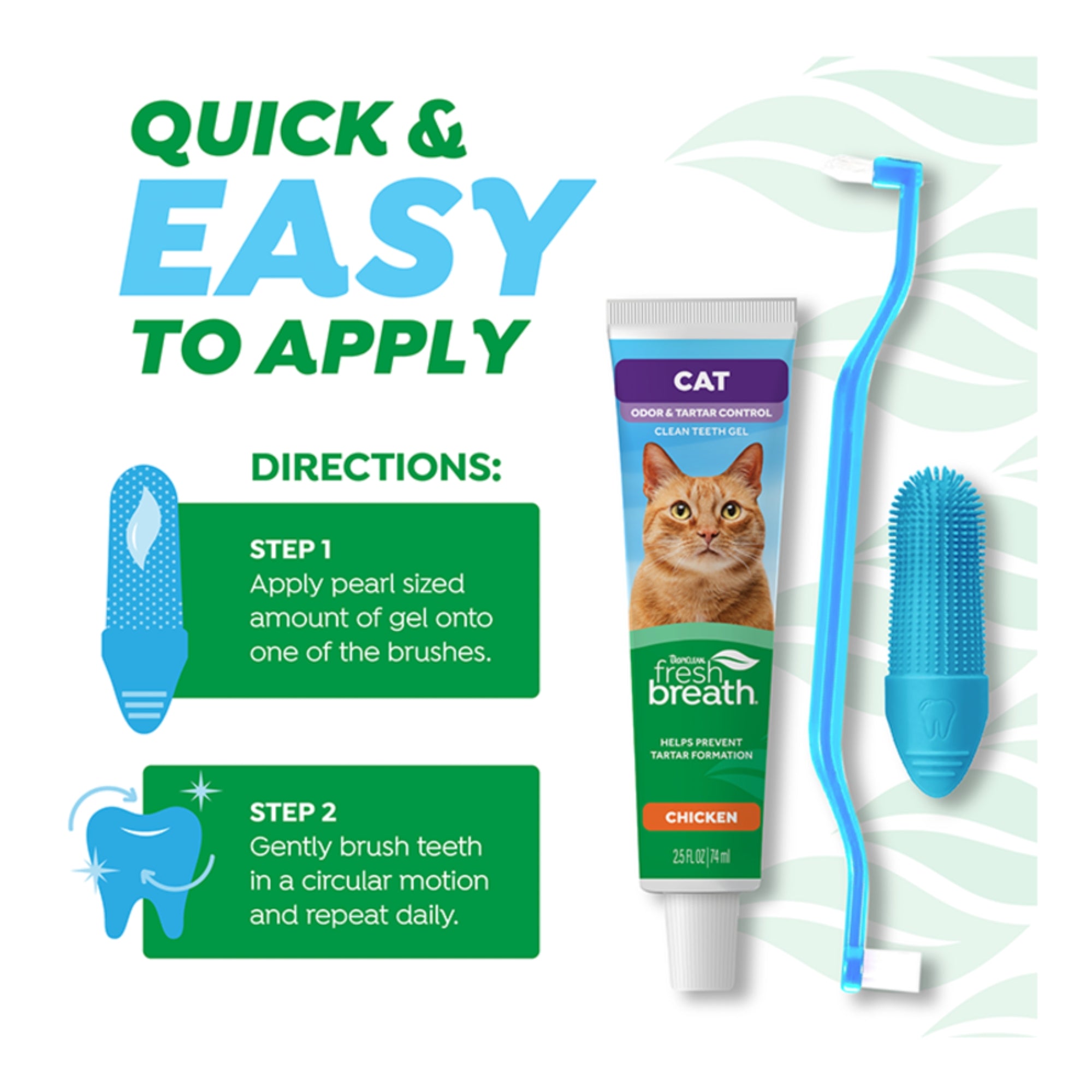 Fresh Breath By TropiClean Cat Odor & Tartar Control Dental Kit
