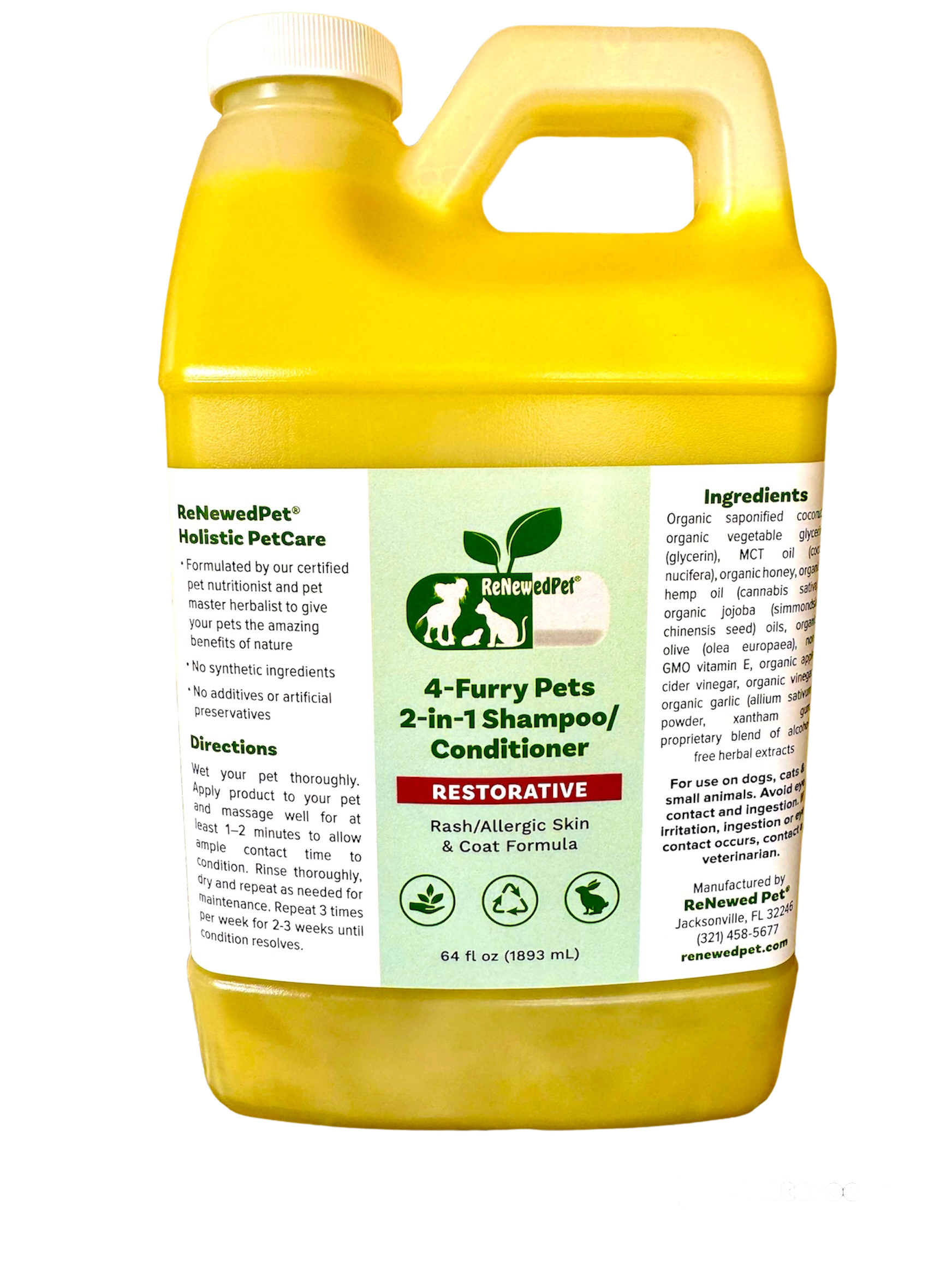 4-FURRY PETS 2-IN-1 * RESTORATIVE SHAMPOO & CONDITIONER