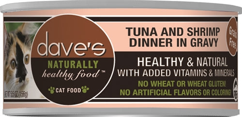 Dave's Naturally Healthy Tuna & Shrimp Dinner Cat Food, 5.5 oz (24-Pack)