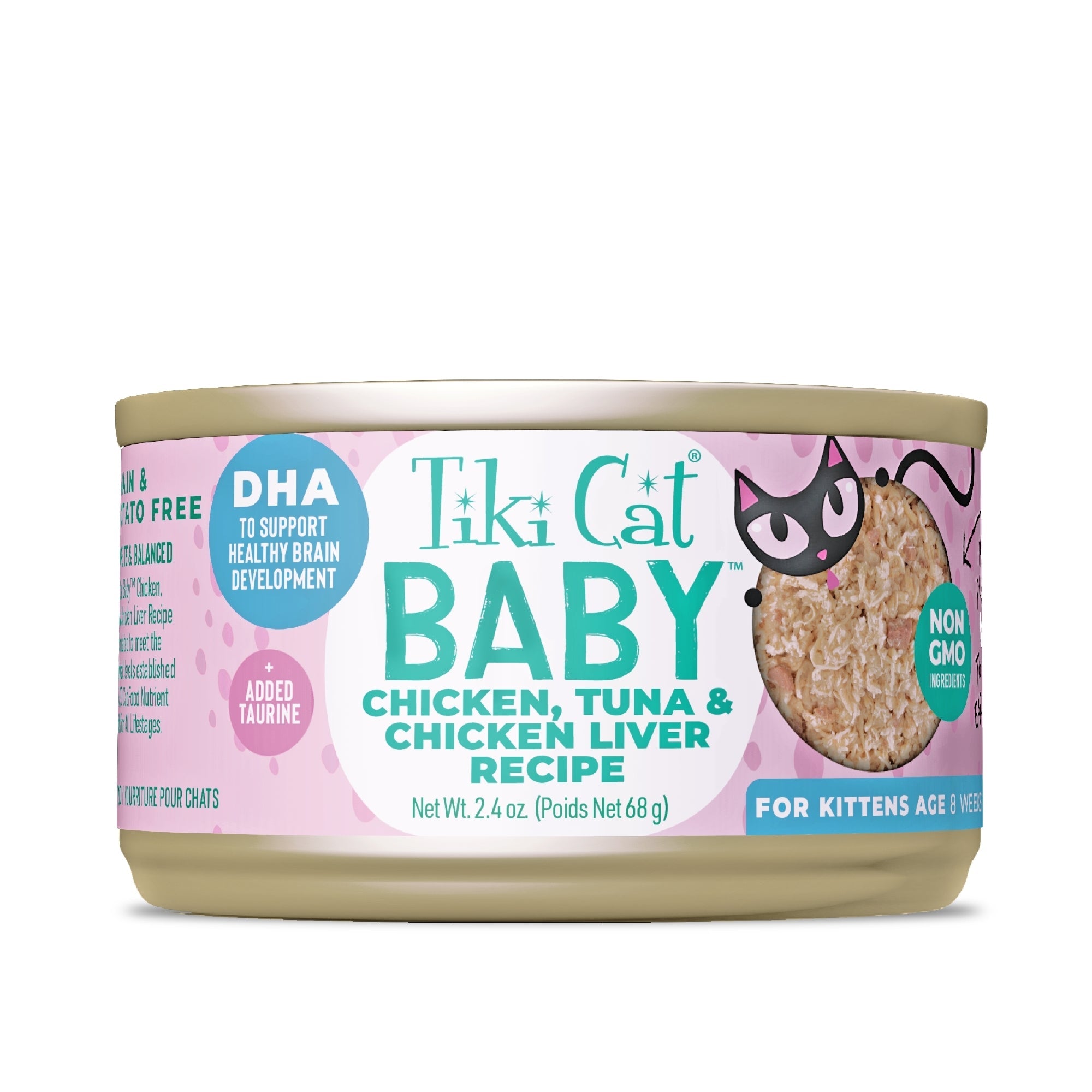 Tiki Pets Cat Shredded Kitten Chicken & Tuna 2.4oz. (Case of 12)