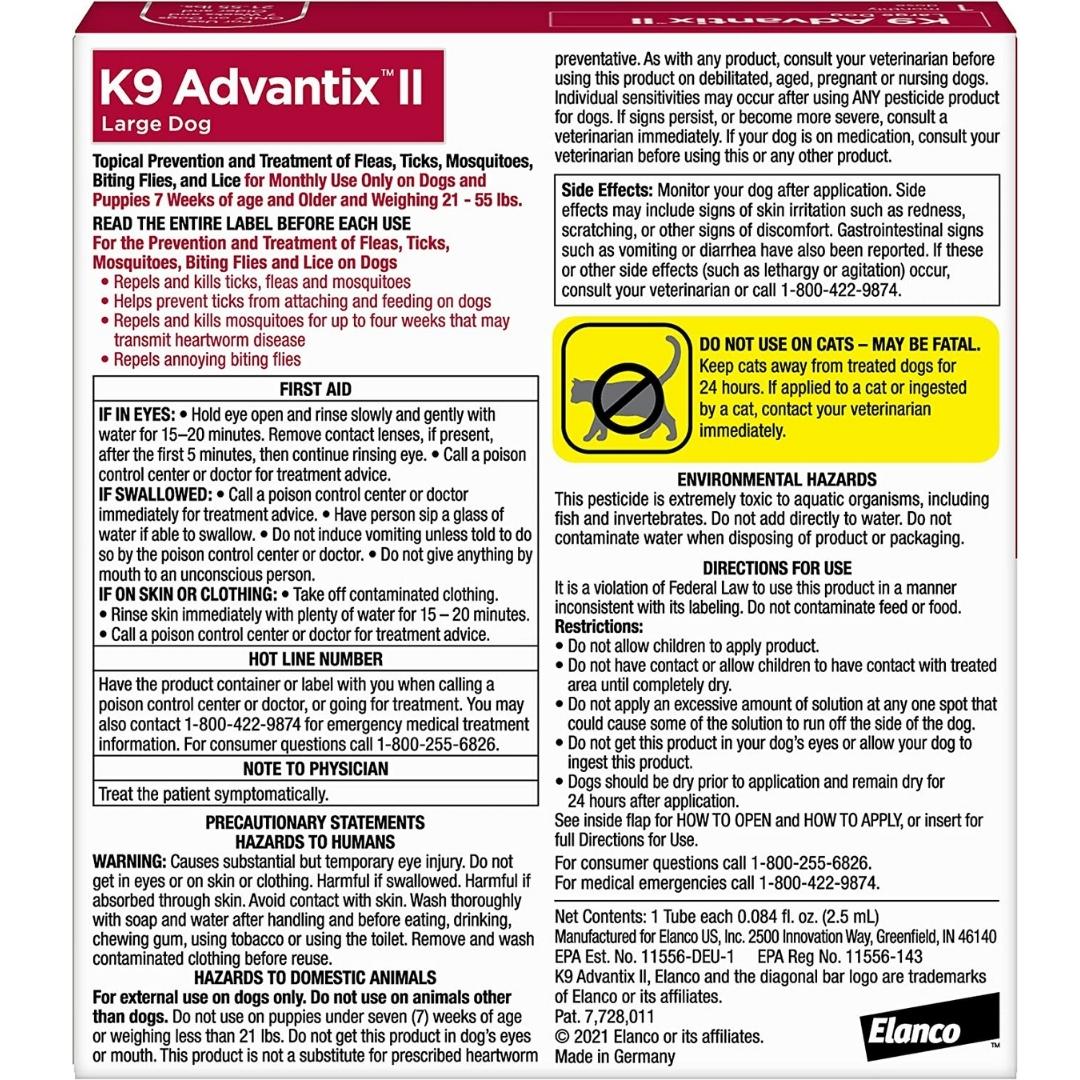 Advantage II Flea Treatment for Large Dogs 21-55 lbs, Single Dose