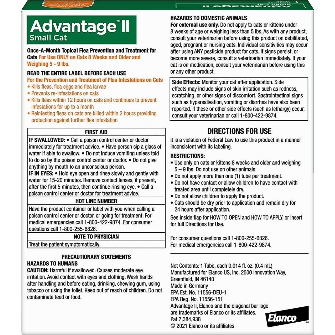 Advantage II Flea Treatment for Small Cats 5-9 lbs, Single Dose