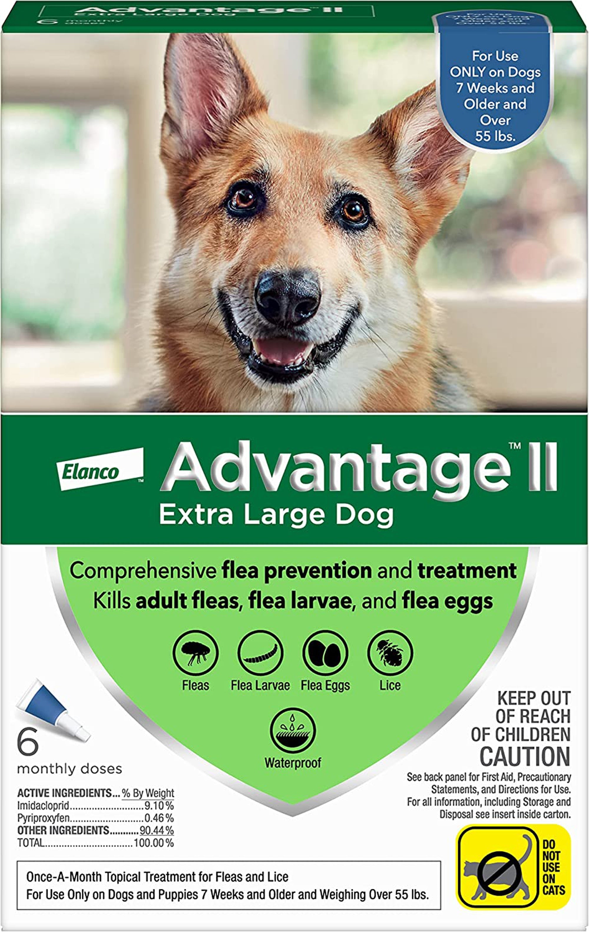 Advantage II Flea Treatment for XL Dogs Over 55 lbs, 6-Month Supply